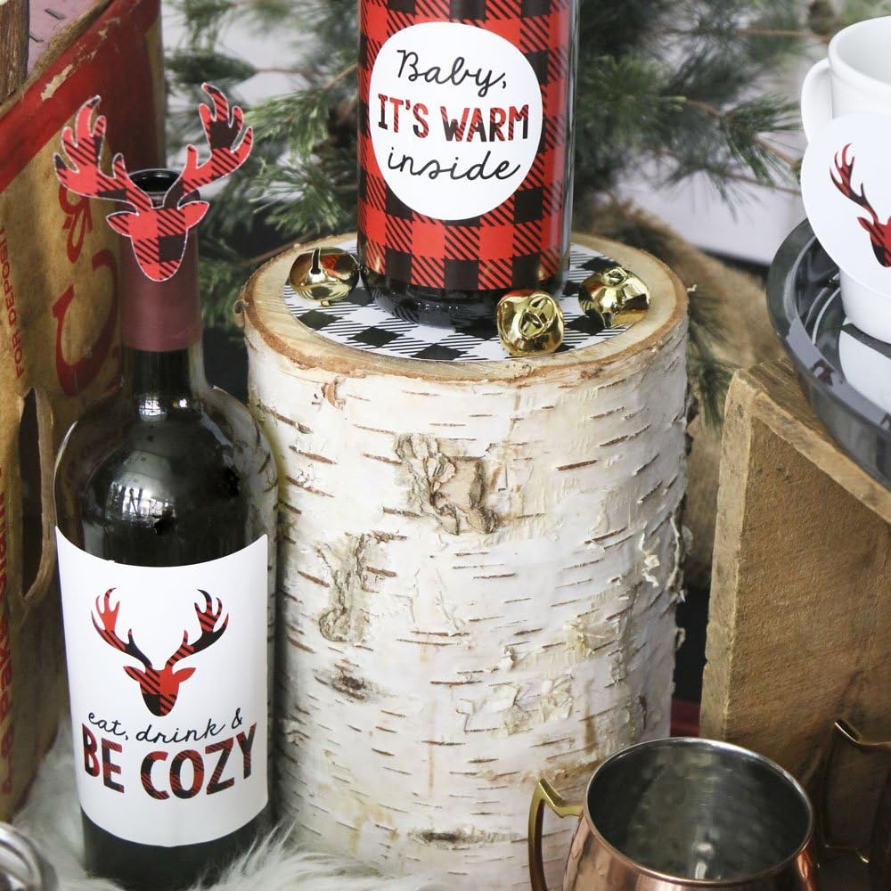 Big Dot of Happiness Ugly Sweater - Holiday and Christmas Wine Bottle Label Stickers - Set of 4