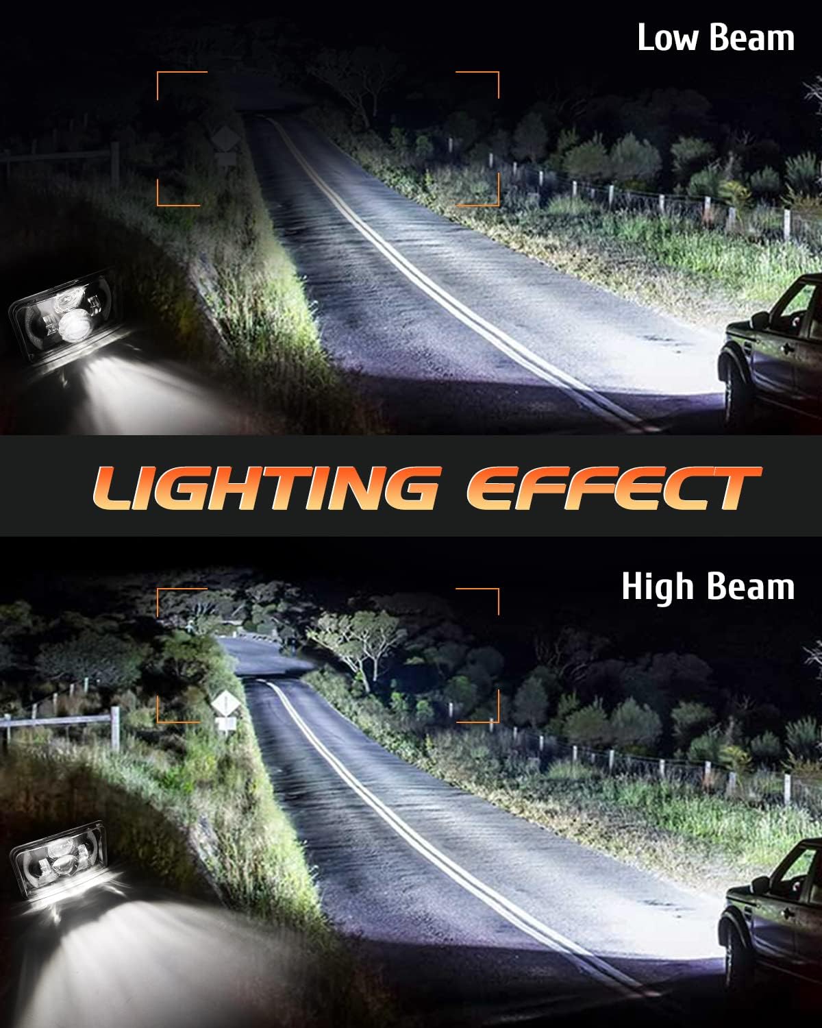 CO LIGHT 2PCS 7x6 5x7 LED Headlights, Angel Eyes Cool Halo, White & Amber DRL with Turn Signal