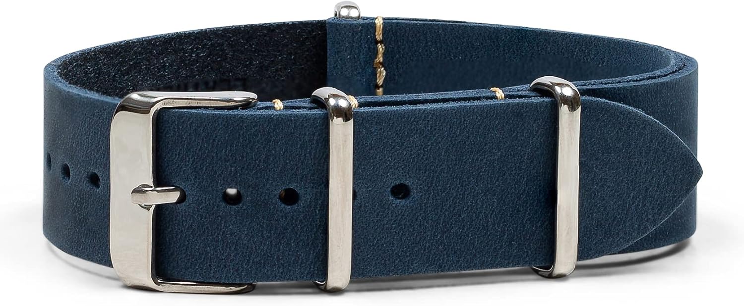 Benchmark Leather Watch Band - Crazy Horse Oiled Leather One-Piece Watch Straps for Men or Women - 18mm, 20mm, 22mm or 24mm Widths