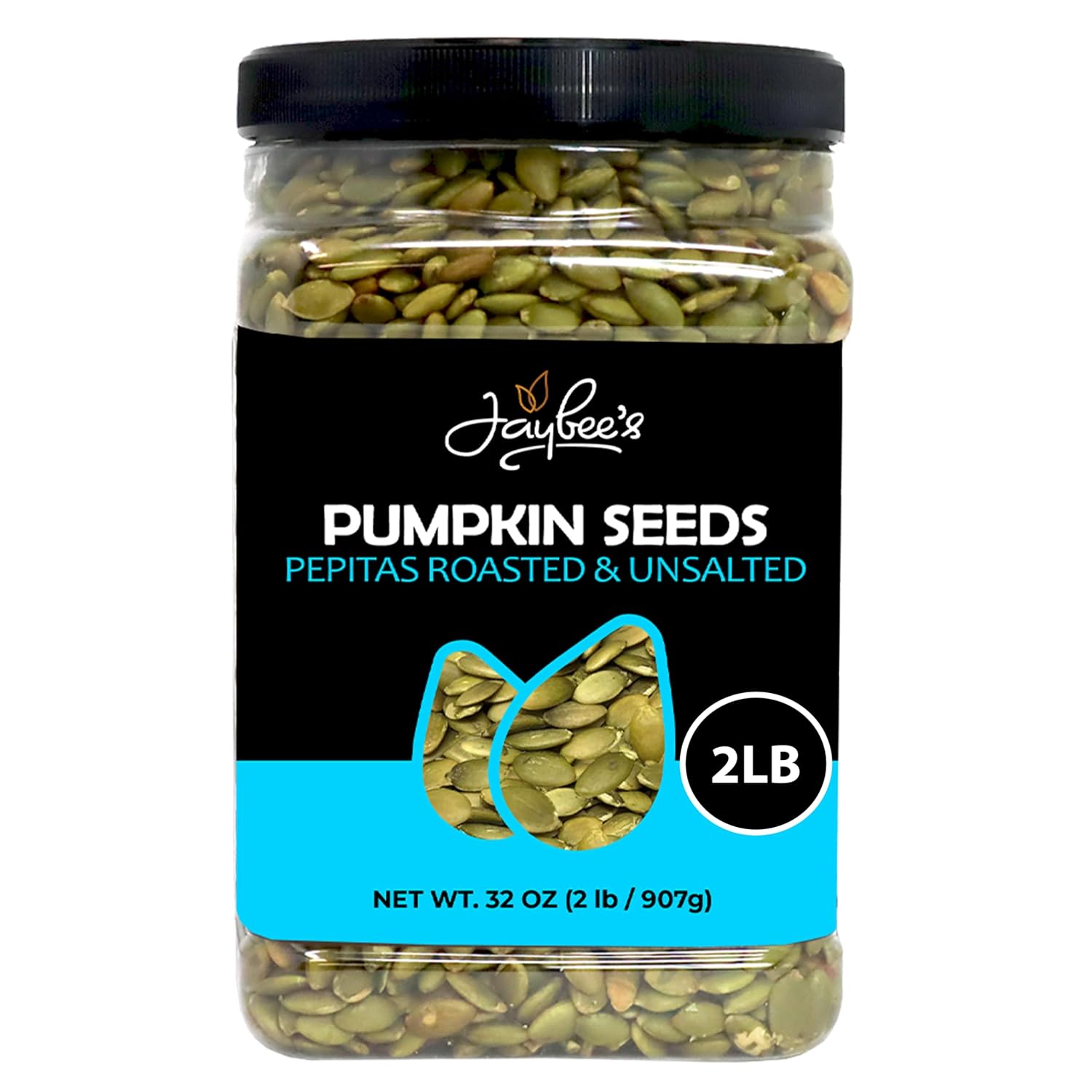 Jaybee's Unsalted Pumpkin Seeds 32 oz, Roasted Pepitas, Healthy Snack | Nutritious pepitas packed with protein and fiber, perfect for snacking or topping your favorite dishes.
