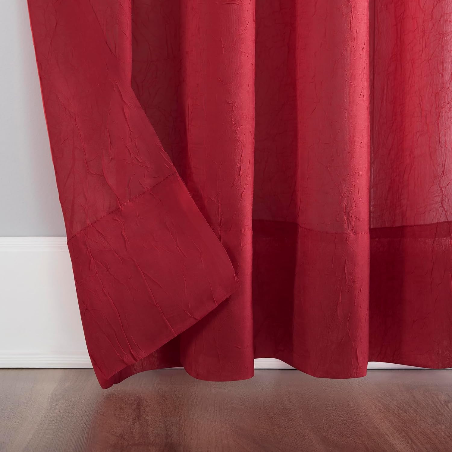 No. 918 Erica Crushed Sheer Voile Rod Pocket Curtain Panel, 51" x 108", Eggshell Off-White