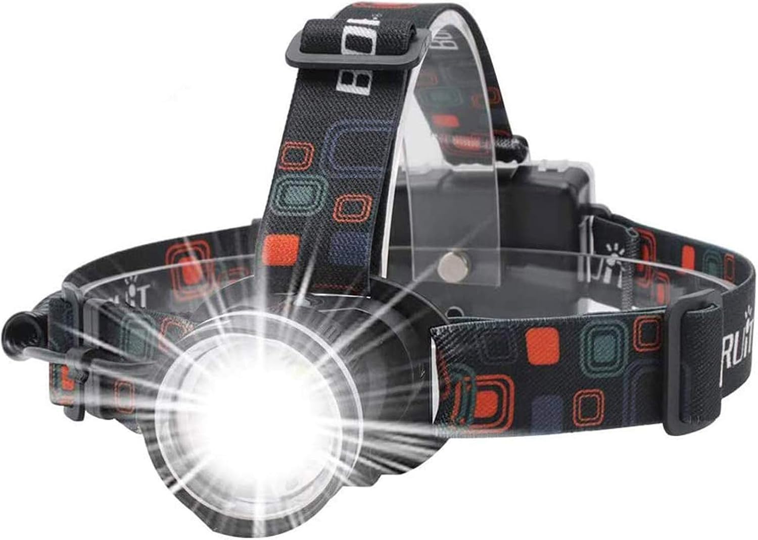 BORUIT RJ-2166 Super Bright LED Headlamp with White Light, 3 Modes Adjustable Headlight Flashlight, IPX4 Waterproof Head Torch Great for Running