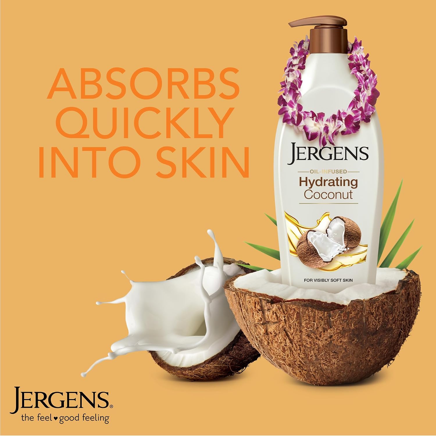 Jergens Hydrating Coconut Body Lotion, Hand and Body Moisturizer, Infused with Coconut Oil, Hydrates Dry Skin Instantly, Dermatologist Tested, 16.8 oz | Coconut Oil, Instantly Hydrates, Dermatologist Tested, Extra Dry Skin Care, Long-Lasting Moisture