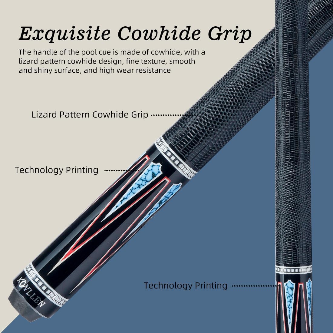 KONLLEN Carbon Fiber Pool Cue Stick 58-inch Professional Pool Sticks for Adults Full Carbon Technology Low Deflection Pool Cue Billiard Cues with 12.5mm Tip (Easy to Control, Pro Taper, Ultra-Smooth)