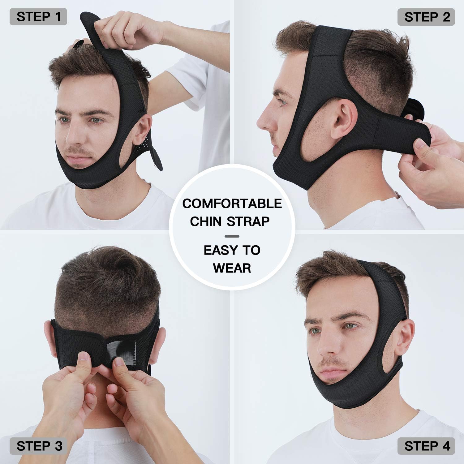 Anti Snore Chin Strap [Upgraded], Vosaro Snoring Solution Effective Anti Snore Device, Adjustable and Breathable Stop Snoring Head Band for Men Women