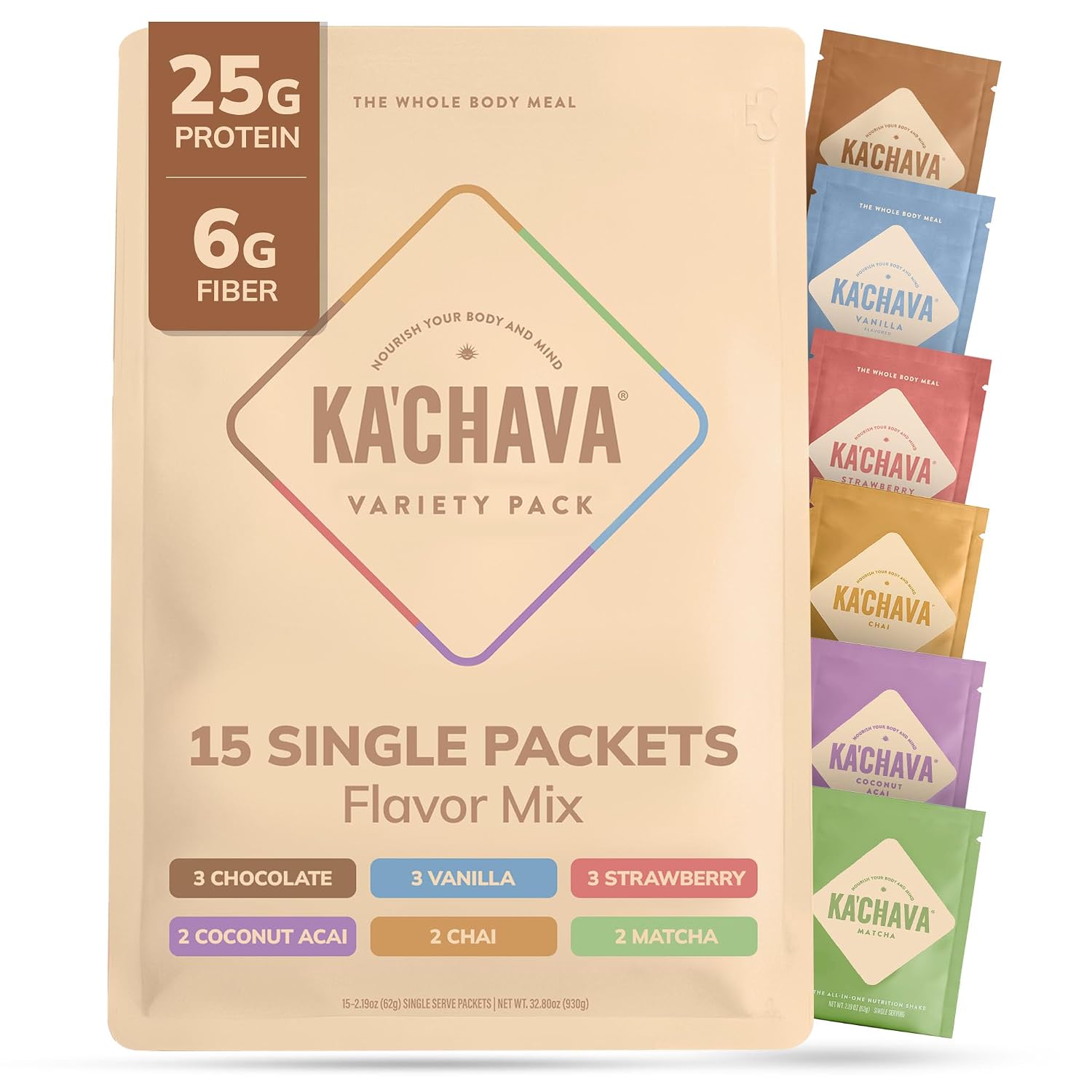 Ka’Chava Whole Body Meal Shake Chocolate 2 lb – Vegan Protein Powder with 85+ Superfoods & Greens – Plant-Based Meal Replacement with Probiotics & Digestive Enzymes – Gluten & Dairy Free (15 Servings)