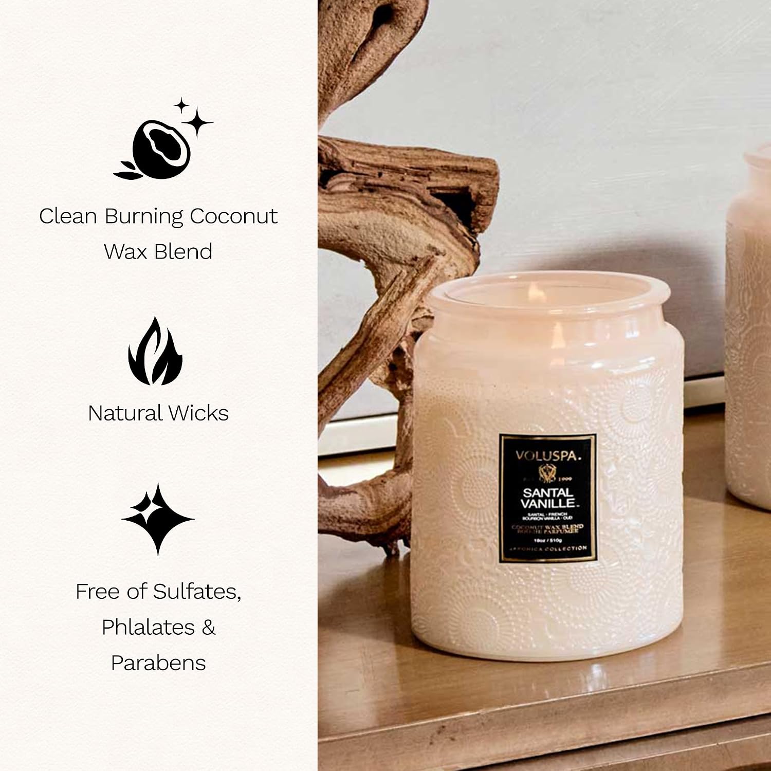 Voluspa French Cade Lavender Large Scented Candle Jar 18 Oz, 100 Hr Burn | Coconut Wax Blend in Decorative Glass, Clean Even Burn, USA Handcrafted Gift for Hosts, Fragrance Lovers & Relaxed Rooms