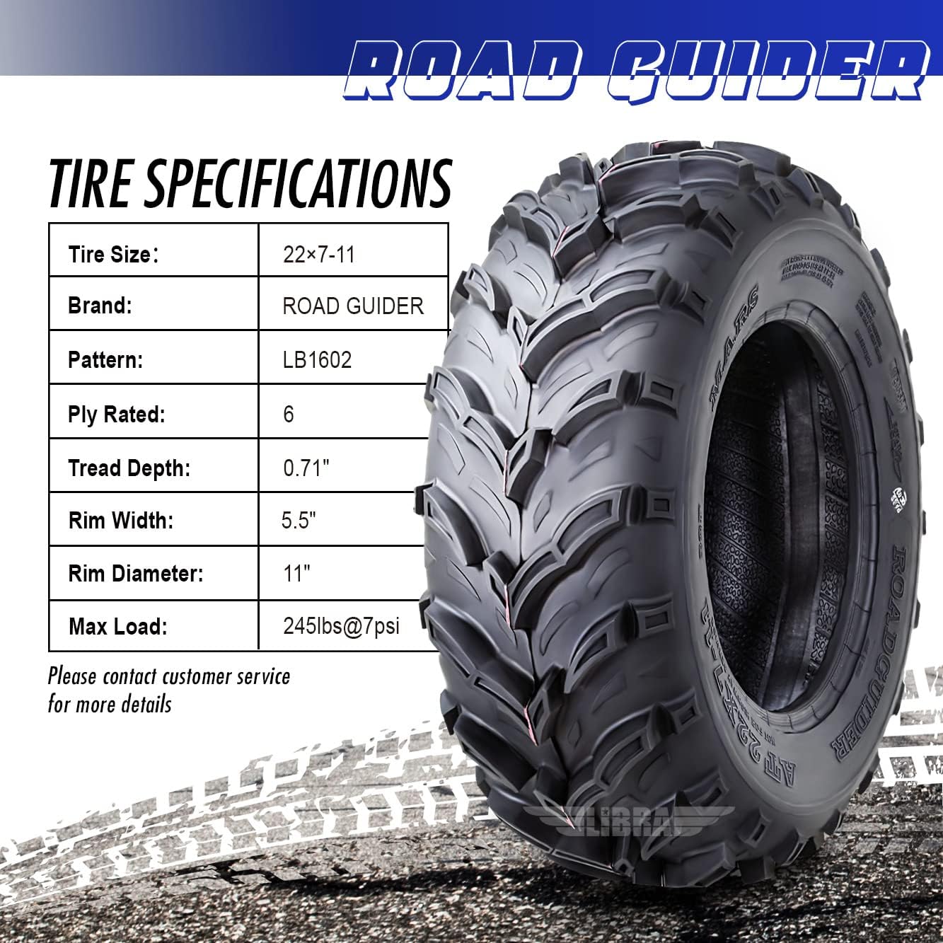 ROADGUIDER ATV Mud Tire 22x10-9 6PR for Honda Recon 250 Suzuki Ozark 250