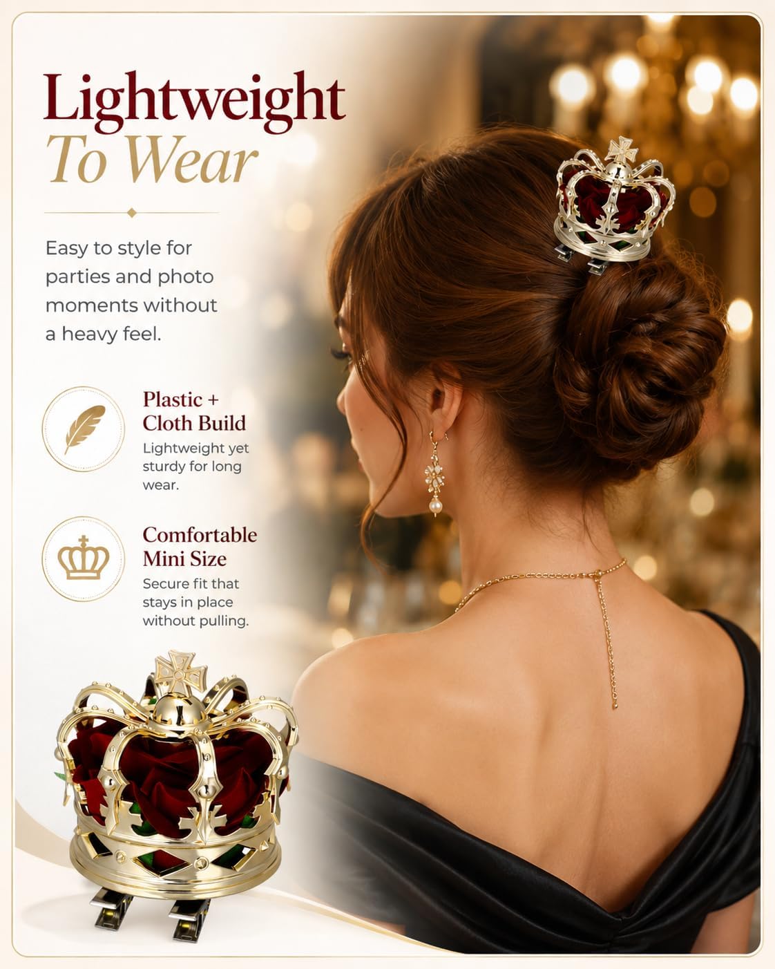 PRETYZOOM 3D Mini Queen Crown Hair Clip for Women