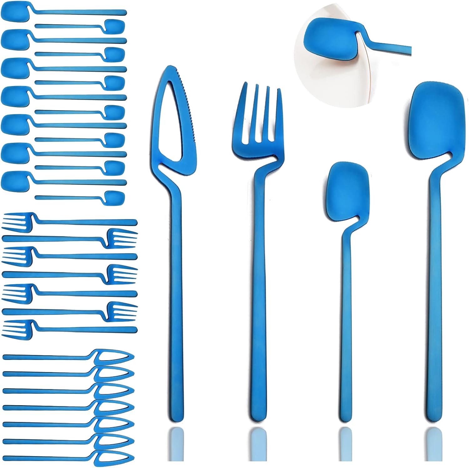 JASHII Silverware Set Satin Finish 24-Piece Stainless Steel Flatware Set Kitchen Utensil Set Service for 6 Tableware Cutlery Set Dishwasher Safe