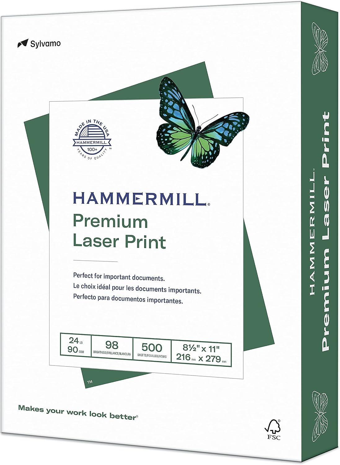 Hammermill Printer Paper, Premium Laser Print 24 lb, 8.5 x 11-5 Ream (2,500 Sheets) - 98 Bright, Made in the USA, 104640C