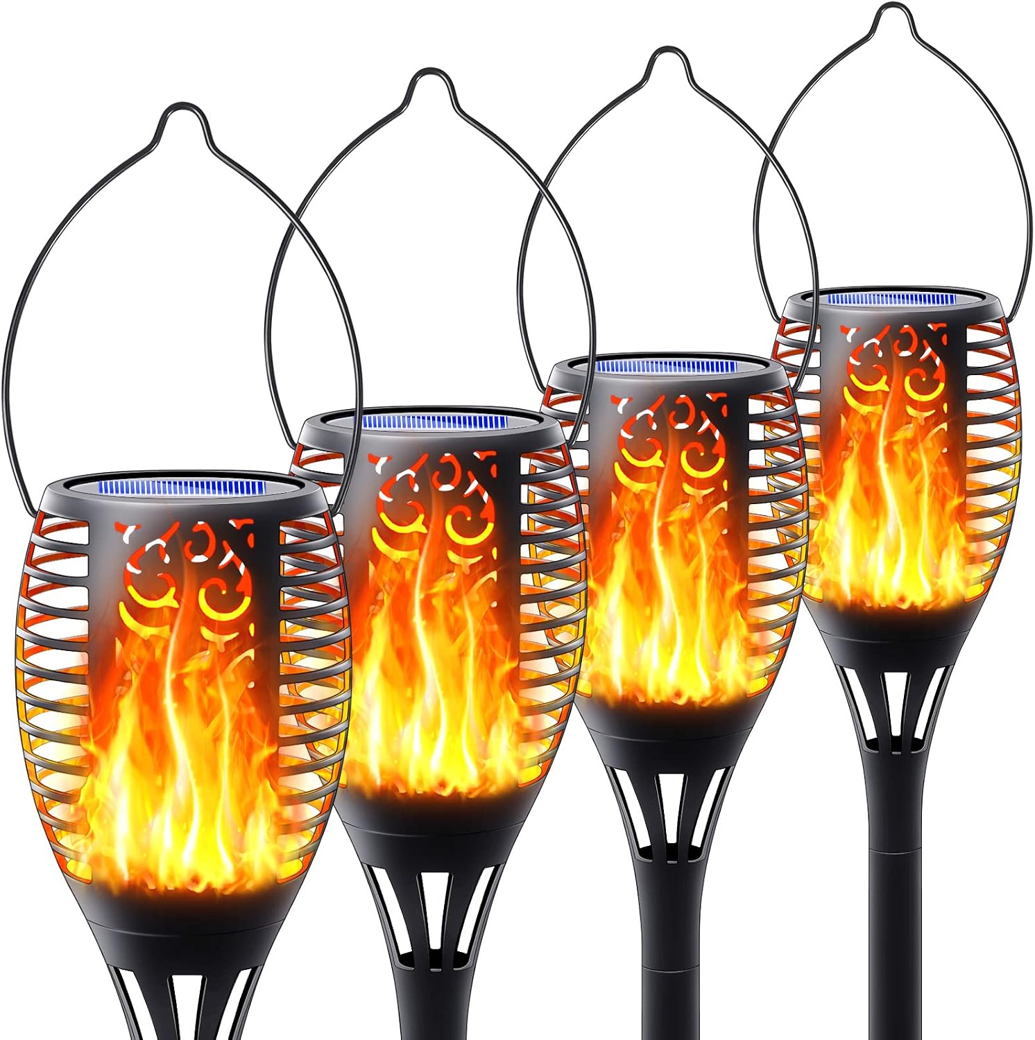 Flickering Flame Solar Torch Lights Outdoor, 3in1 Solar Lantern