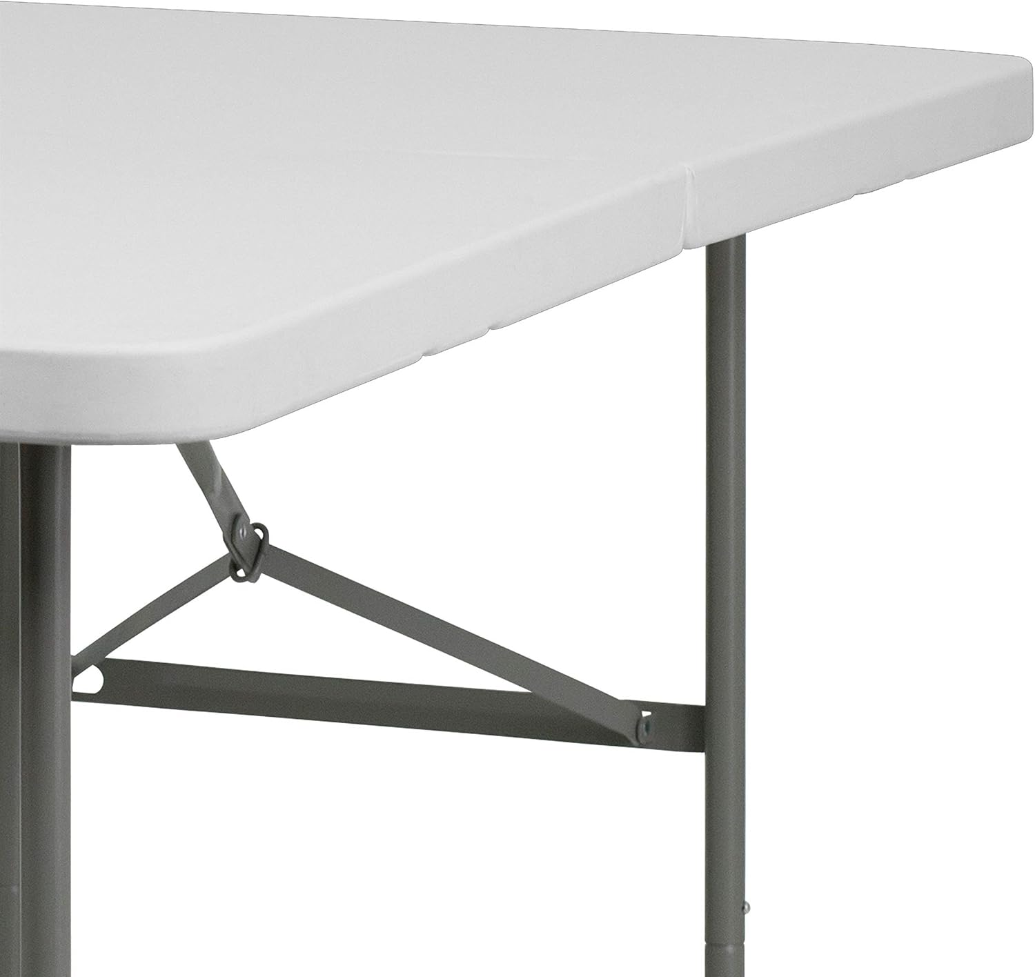 Flash Furniture 5-Foot Bi-Fold Granite White Plastic Folding Table | Lightweight, Easy Storage, Commercial Grade, Carrying Handle