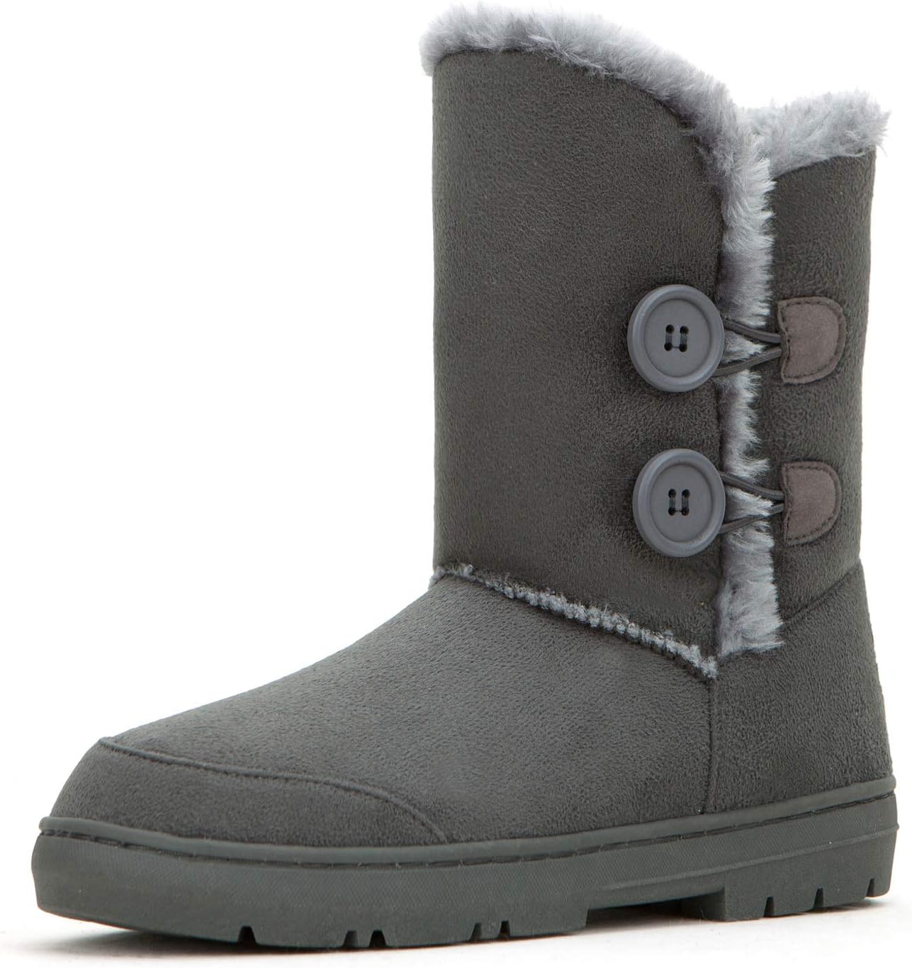CLPP'LI Womens Twin Button Fully Fur Lined Winter Snow Boots