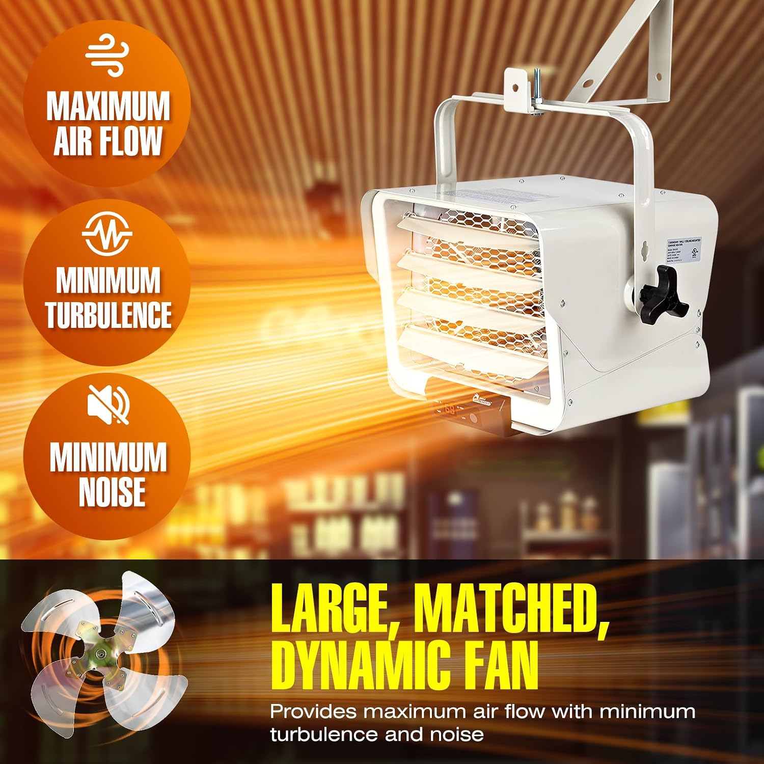 DR. INFRARED HEATER DR-910F 10,000-Watt 240V Heavy-Duty Hardwired Shop Garage Heater Wall/Ceiling Mounted with Remote Controlled Thermostat