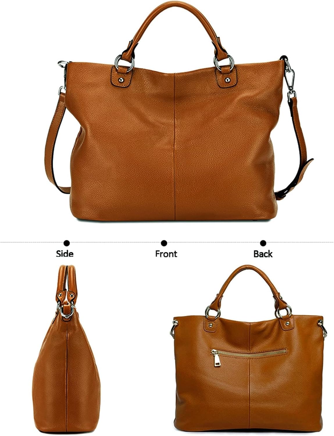 Kattee Genuine Leather Tote Purse for Women, Top Handle Satchel | Soft genuine leather tote with roomy storage and versatile carry for work, shopping, and travel.