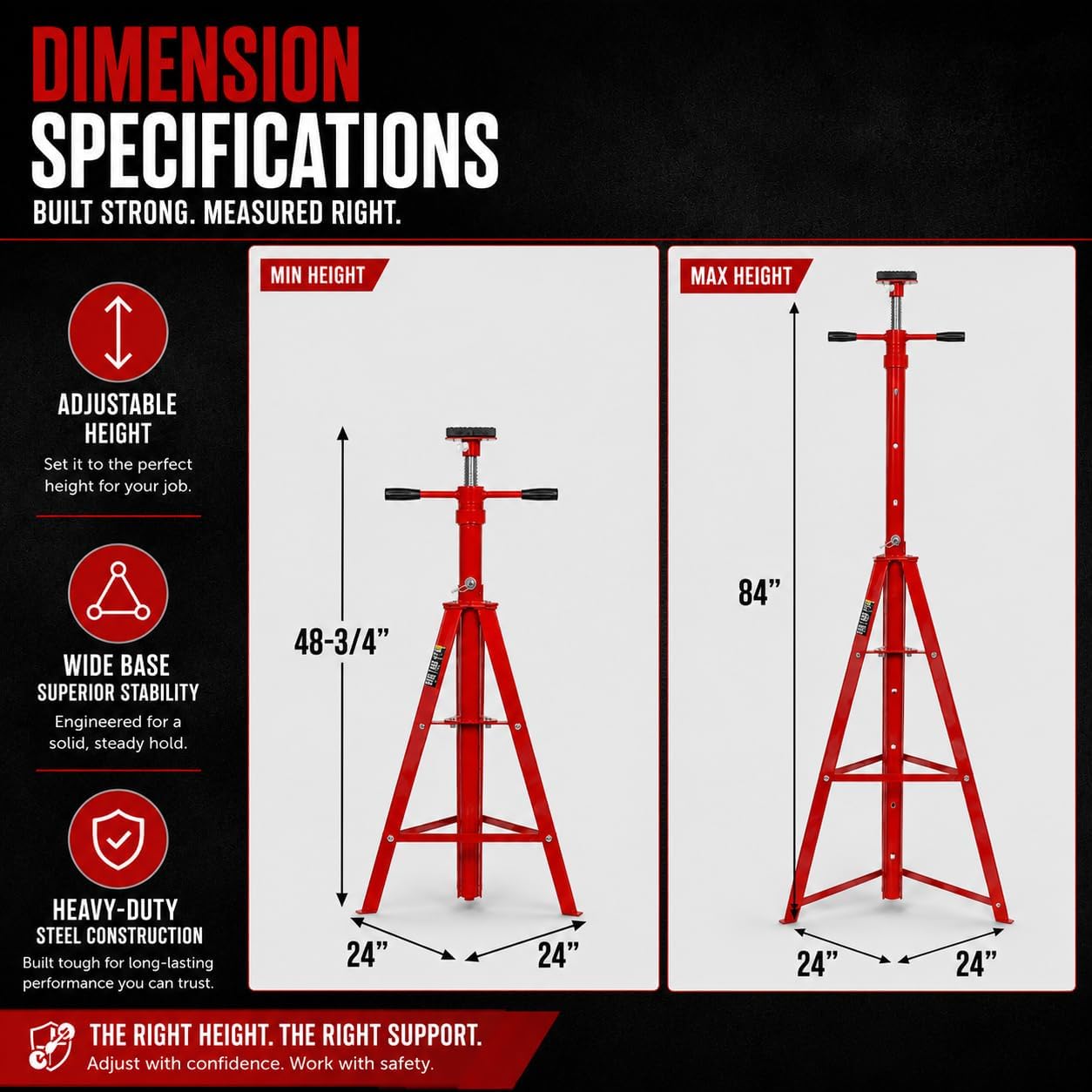 Stark USA Underhoist Tripod Stand 2 Ton Capacity High Lift Jack Stand Reach Under Hoist Stand High-Position Lift Range 4,000lbs Capacity, Red