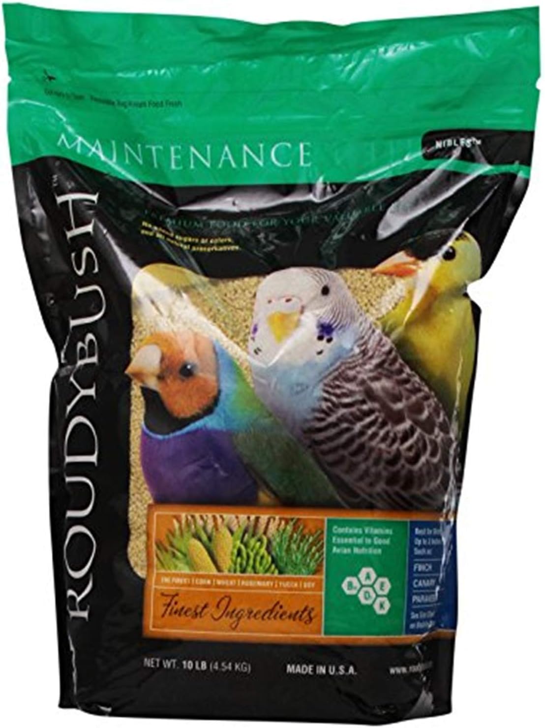 RoudyBush Daily Maintenance Food for Birds - Scientifically Formulated Bird Feed - Bird Food Pellets w/Corn, Wheat, Soy & More - Nutritious & Healthy Feed for Birds (Mini, 44oz)
