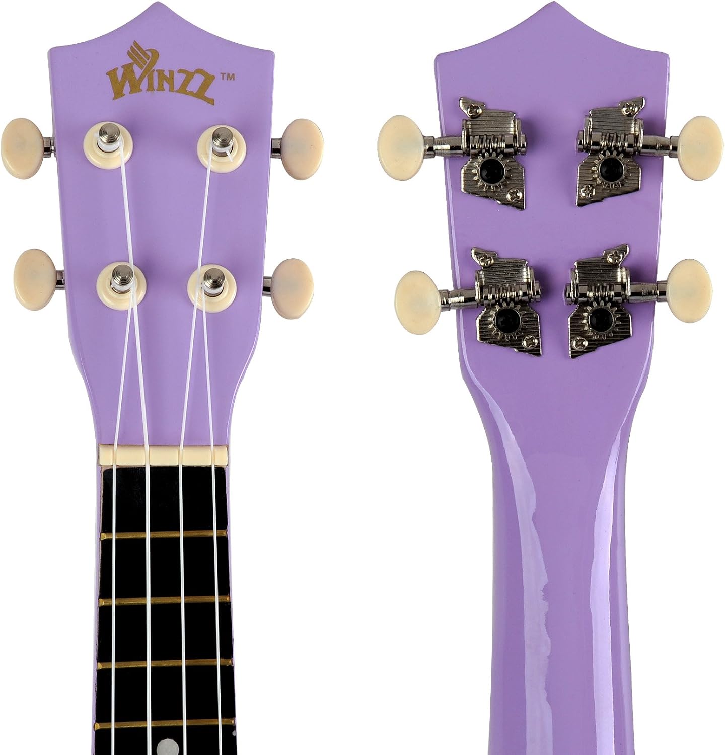 Winzz Soprano Ukulele Starter Kit For Beginners with Bag, Clip-On Tuner, Extra Strings, Strap, Plectrum, Fret Stickers, Chords Card, Polishing Cloth, Black