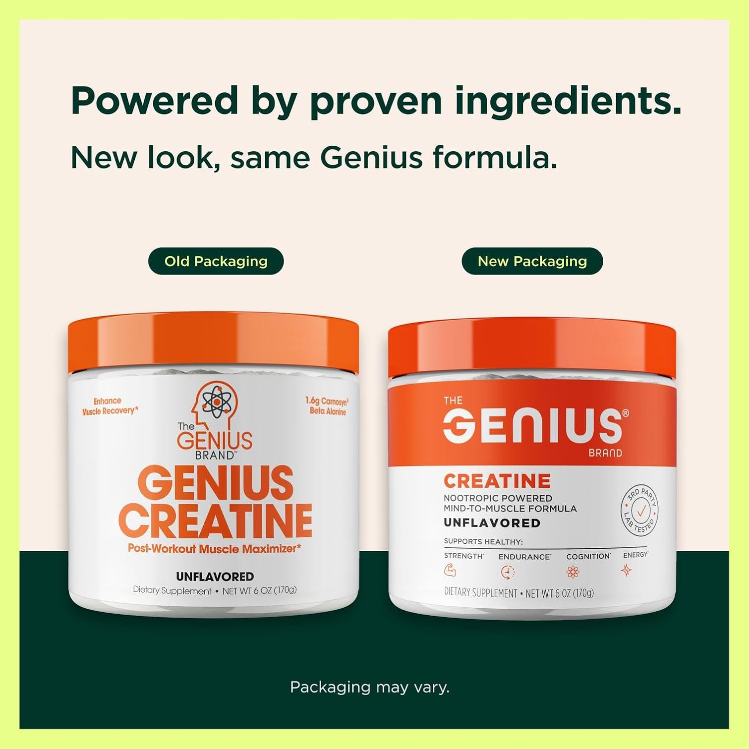 Genius Creatine Powder, Sour Apple, 25 Servings | Ultra-Pure Creatine Monohydrate with Beta-Alanine and Nootropics for Strength, Muscle and Performance Support