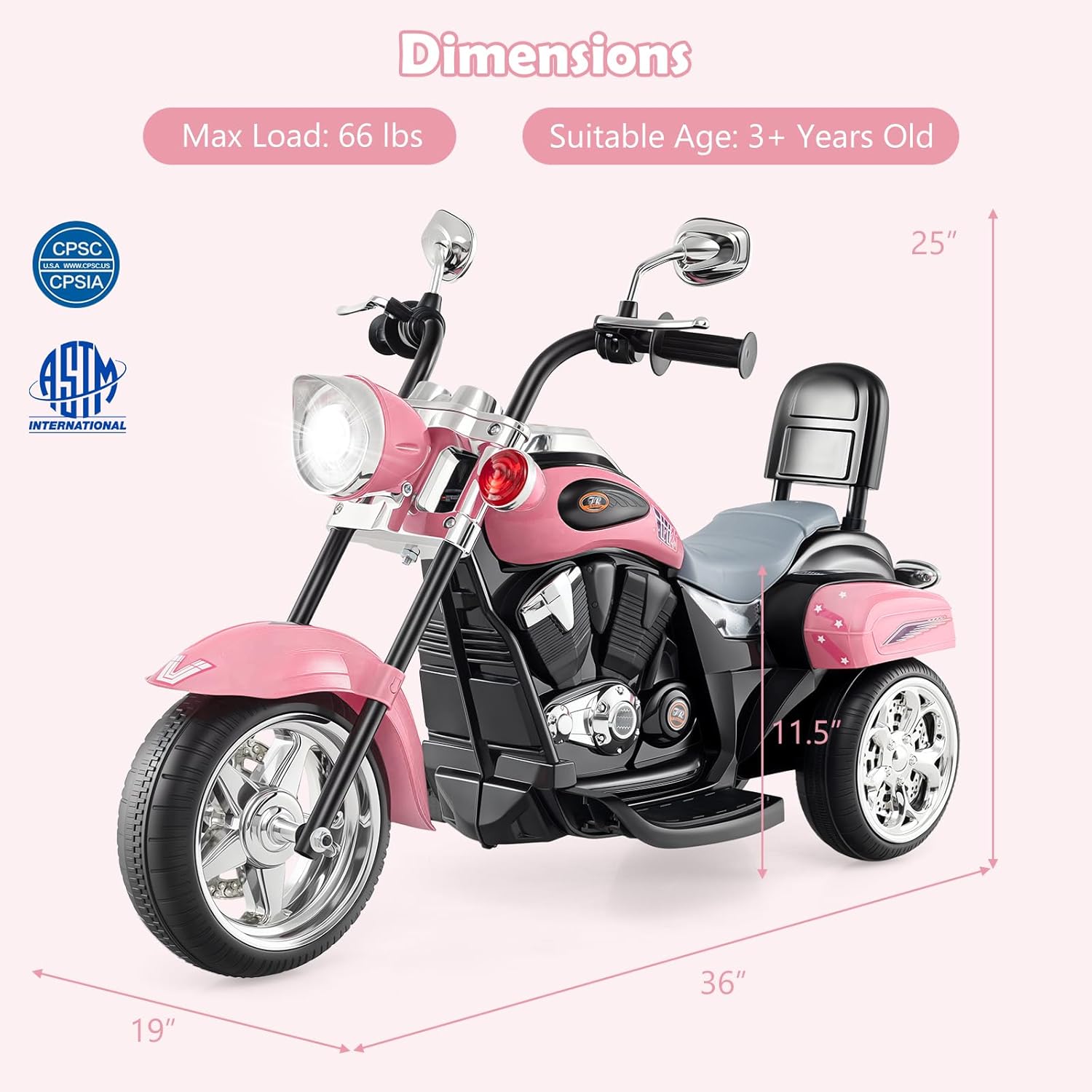 Costzon 6V Ride on Chopper Kids Motorcycle with Horn, Headlight (Red)