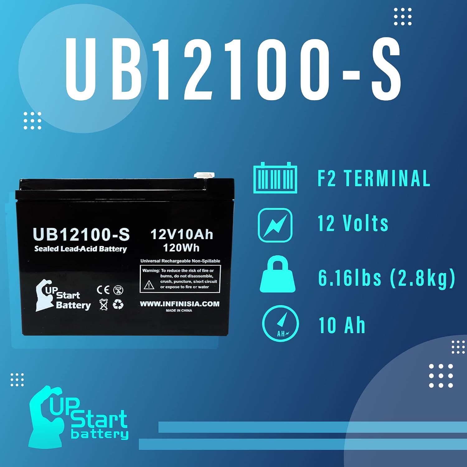 3X 12V 10Ah UB12100-S Replacement for Schwinn S750 36 Volt Battery | Replacement Universal Sealed Lead Acid Battery (10000mAh, F2 Terminal, AGM, SLA)