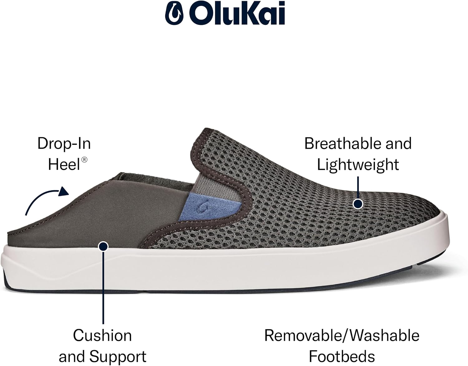 OluKai Lae'ahi Men's Slip On Shoes, Breathable Everyday Sneaker
