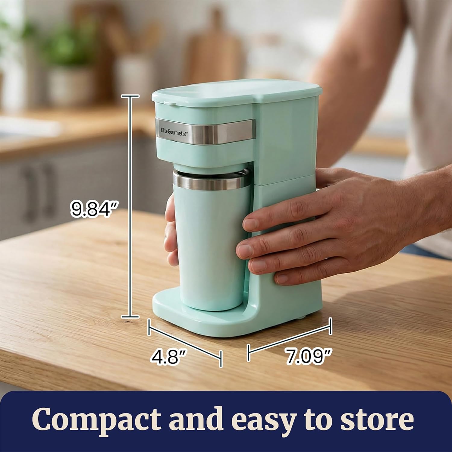 Elite Gourmet EHC111A Personal Single-Serve Compact Coffee Maker, Black