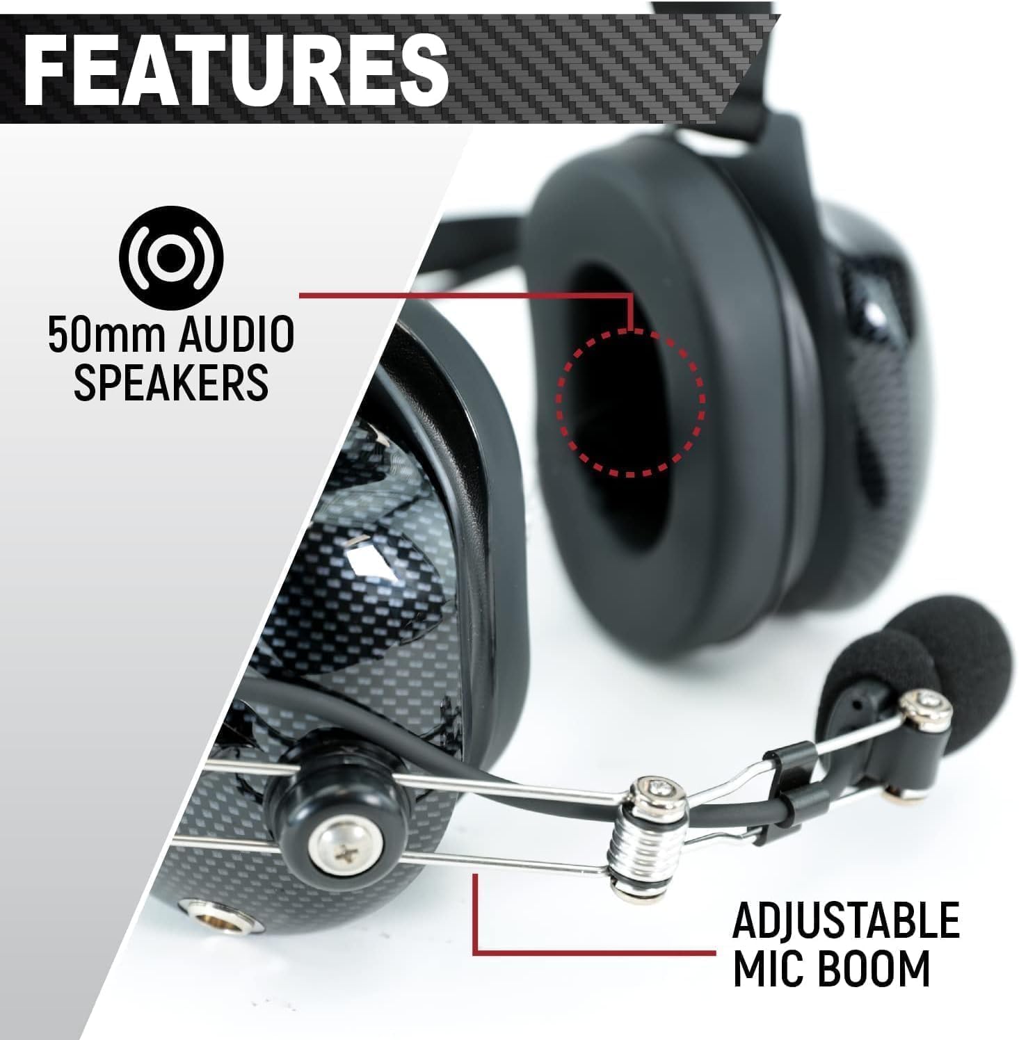 Rugged Radios H41 Behind-the-Head Racing & Industrial Headset | 24dB NRR with Dynamic Noise-Canceling Mic, Clear Hear Speakers, Volume Control