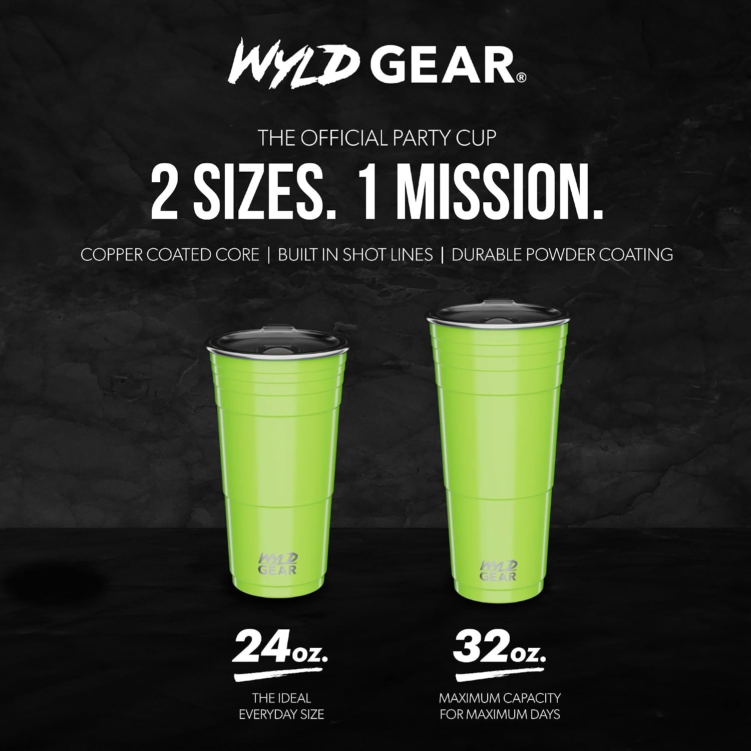Wyld Gear Party Cup 24oz Red Stainless Steel Reusable Metal Cup with Lid