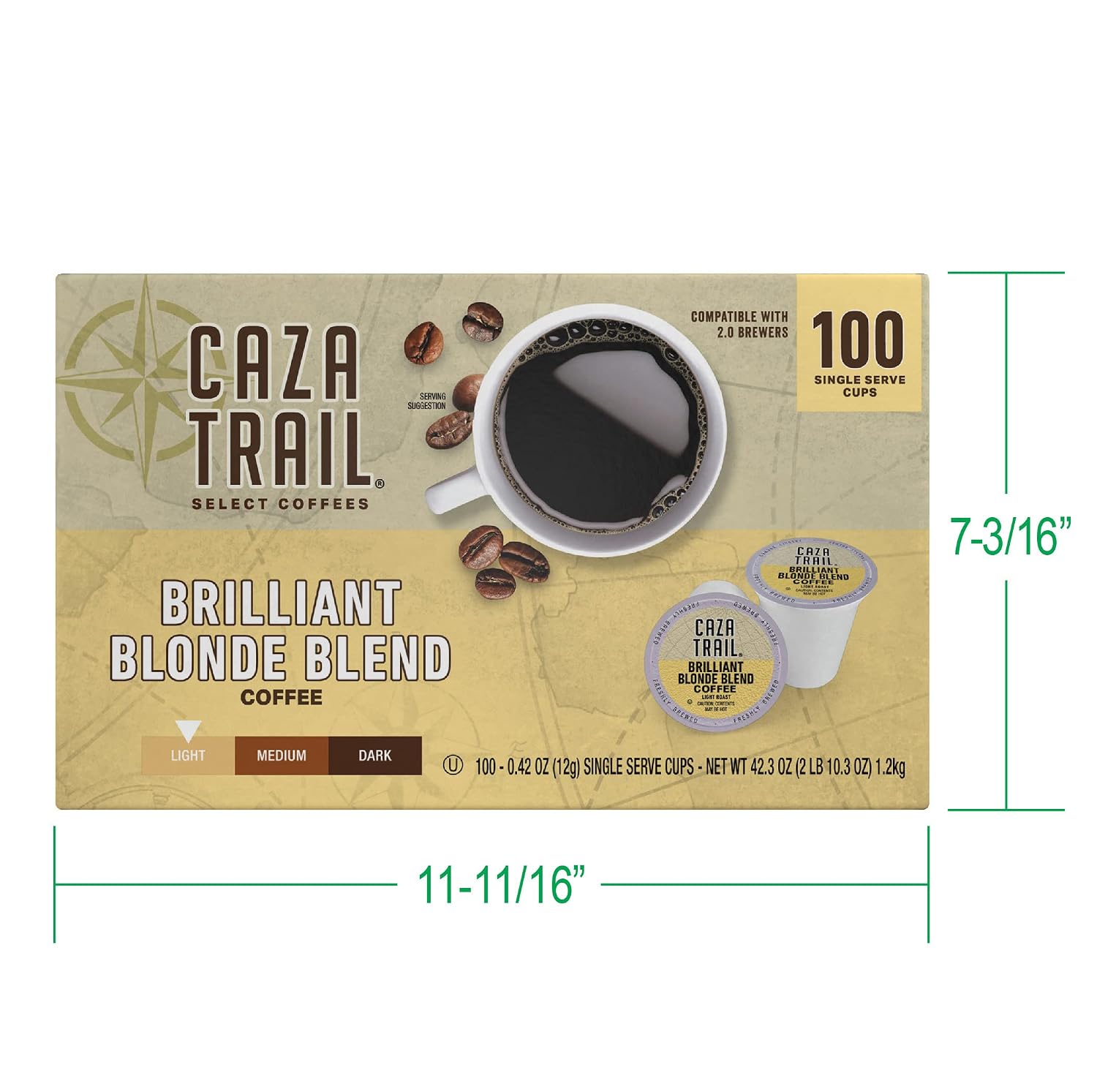 Caza Trail Coffee, Kona Blend, 100 Single Serve Cups