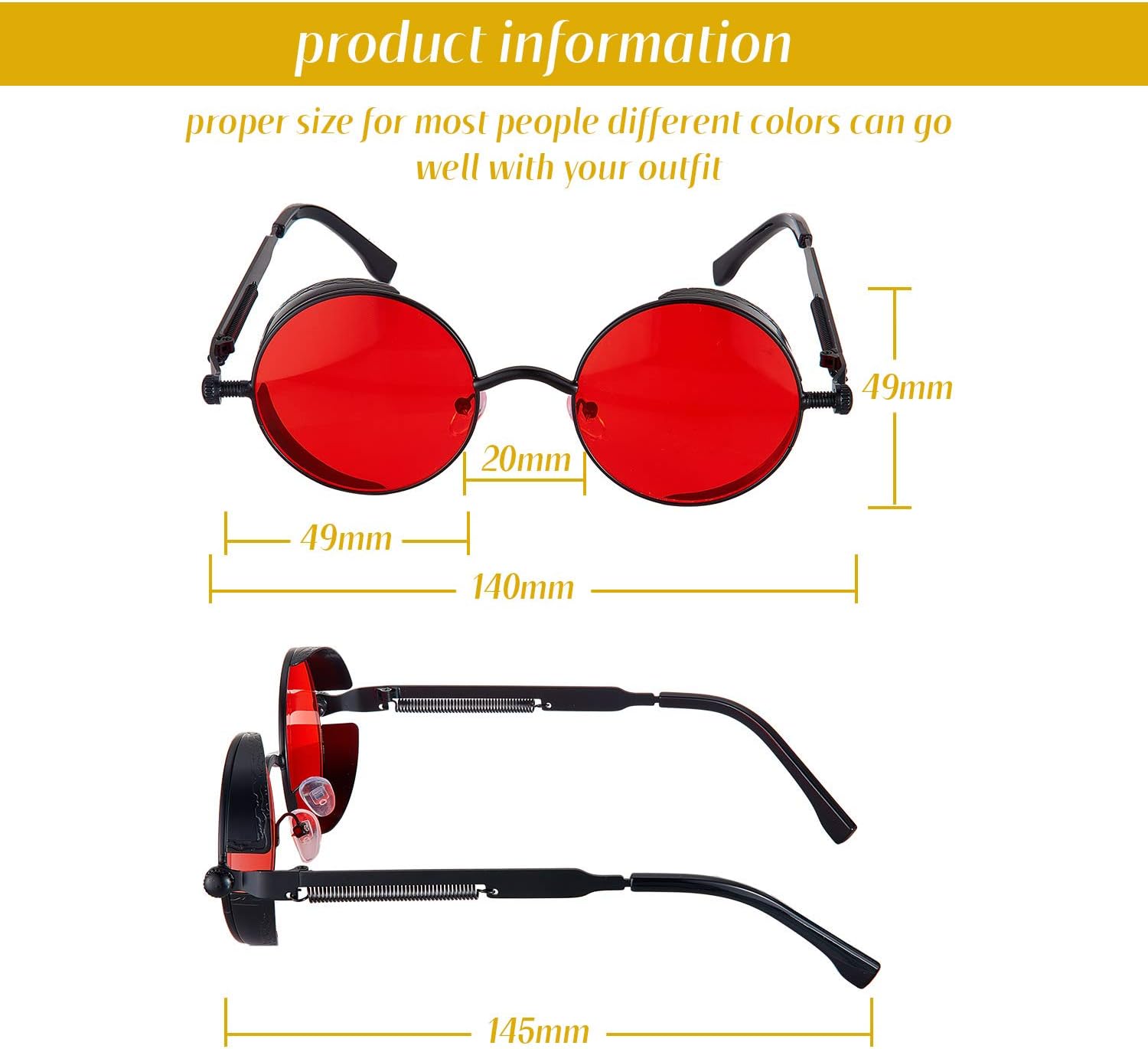 Frienda 4 Pcs Retro Steampunk Sunglasses