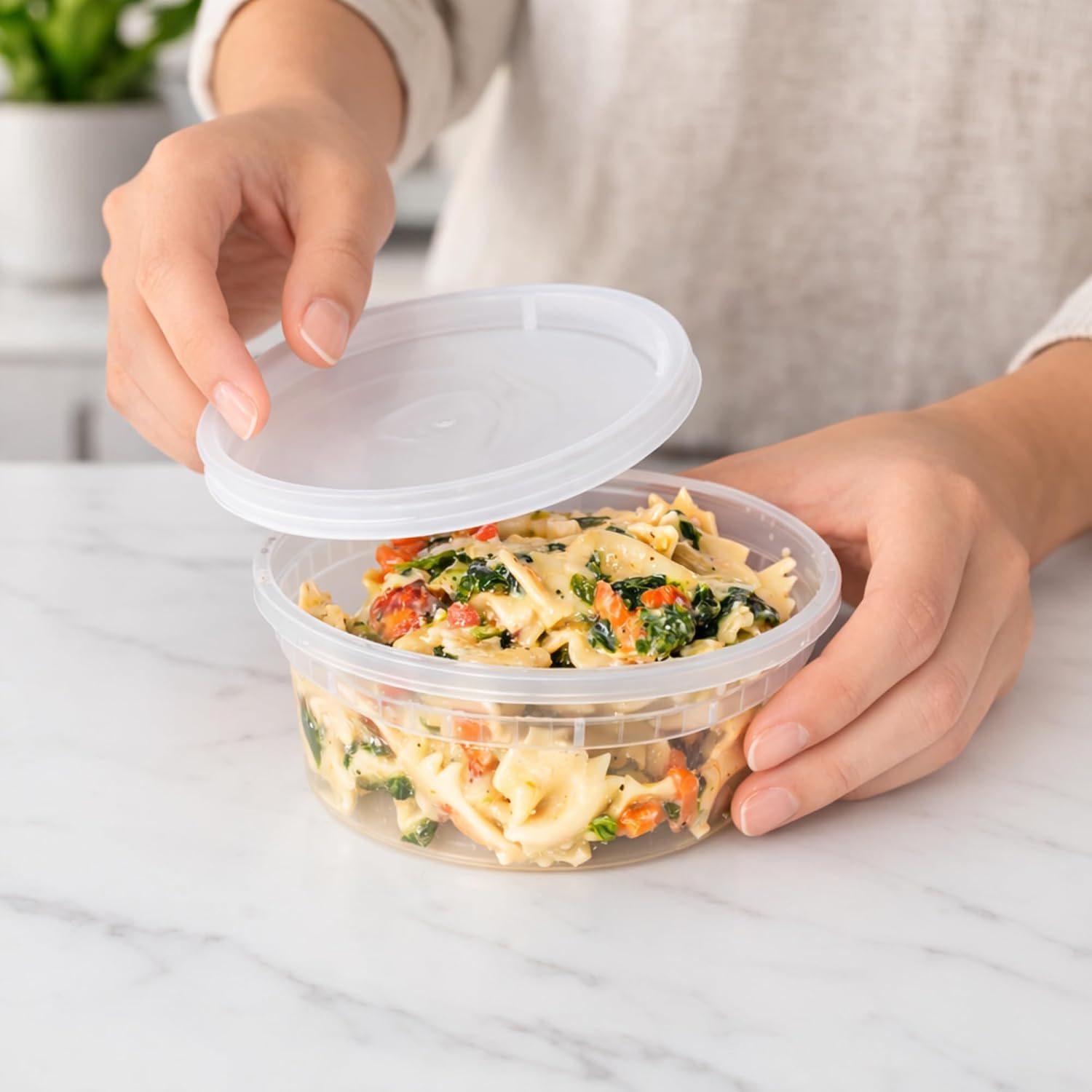 32 oz [20-Pack] Microwavable Plastic Deli Food Storage Containers with Lids