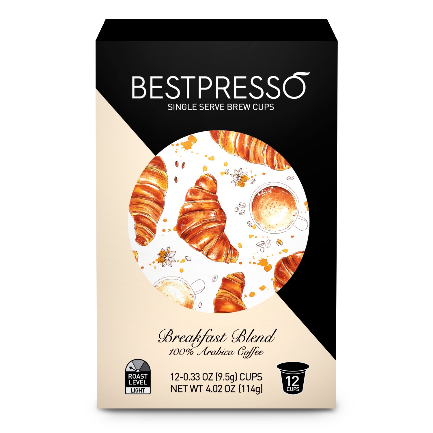 Bestpresso Coffee, Donut Shop Medium Roast Single Serve K-Cup Pods, 96 Count (Compatible With 2.0 Keurig Brewers) 8 Packs Of 12 Cups