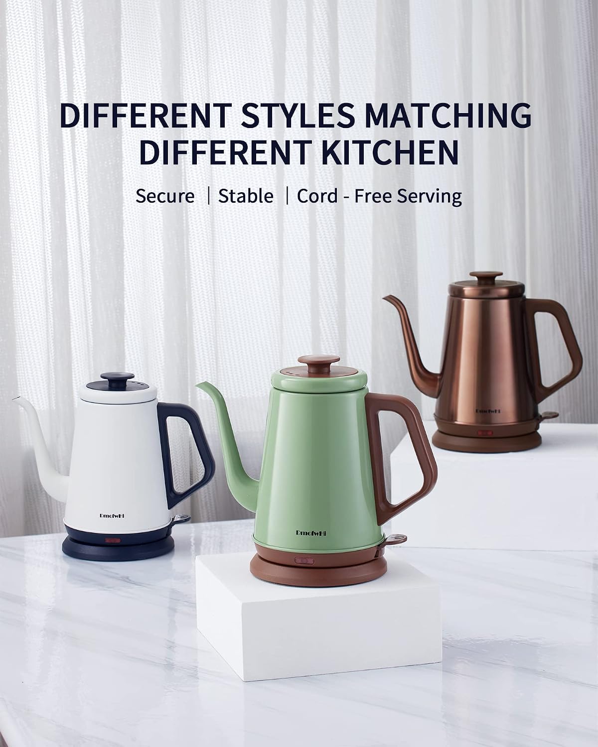 DmofwHi 1000W Gooseneck Electric Kettle (1.0L), 100% Stainless Steel BPA Free Tea Kettle with Auto Shut - Off Protection