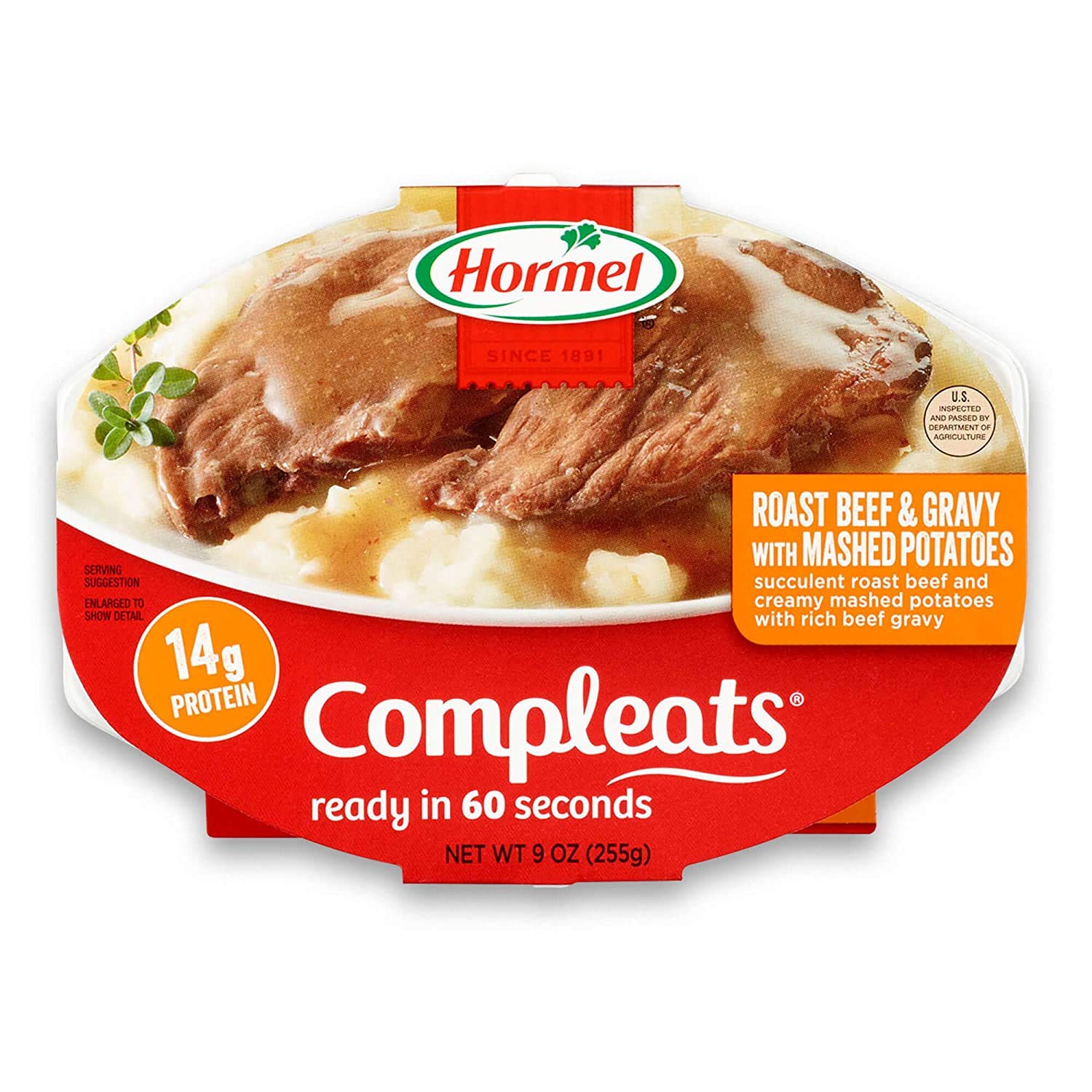 Hormel Compleats Roast Beef and Mashed Potatoes with Gravy, 9 Ounce