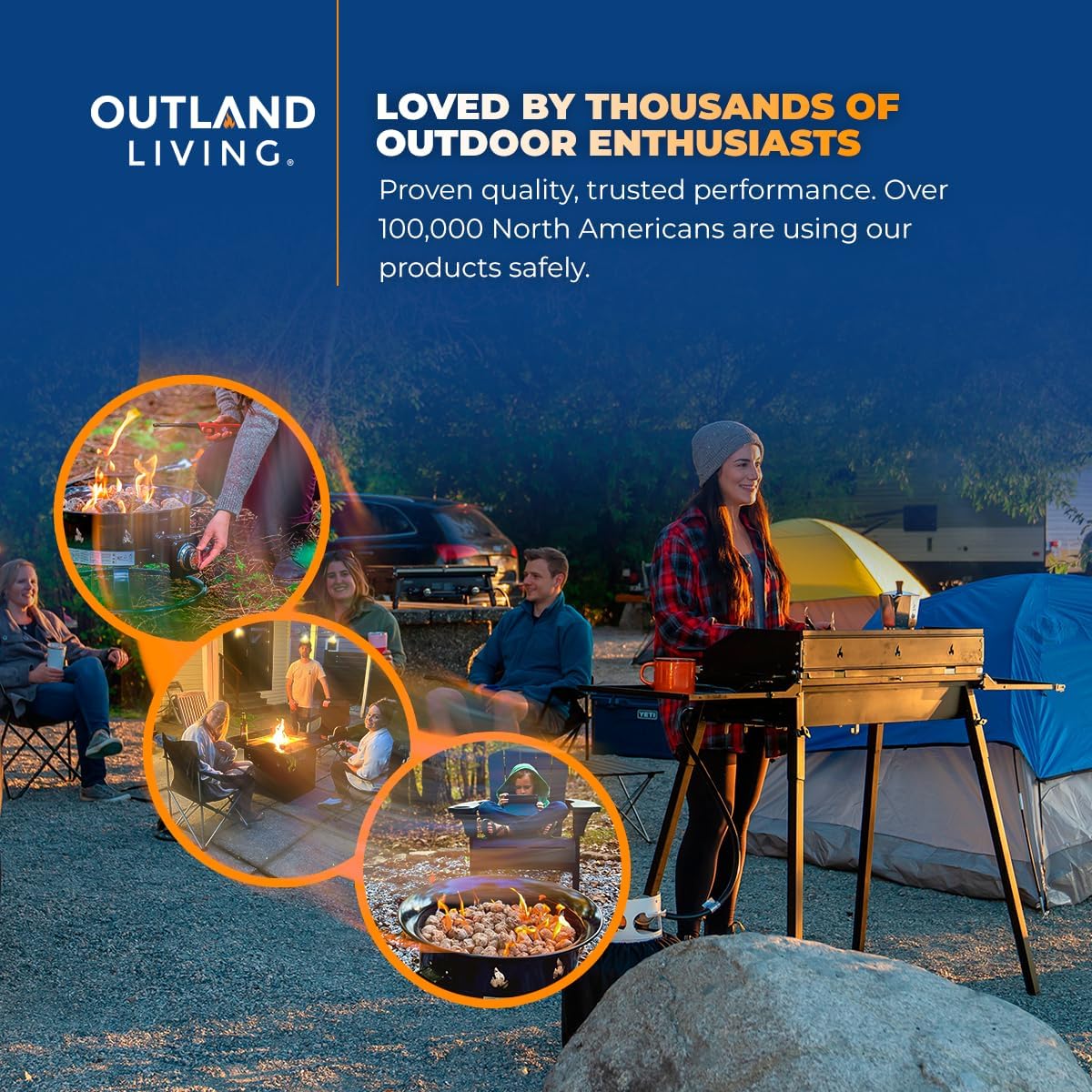 Outland Living Portable Propane Fire Pit, 19-inch, 58, 000 BTU Smokeless Gas Firebowl | Perfect for Camping, Patio, Backyard, Tailgating, Deck