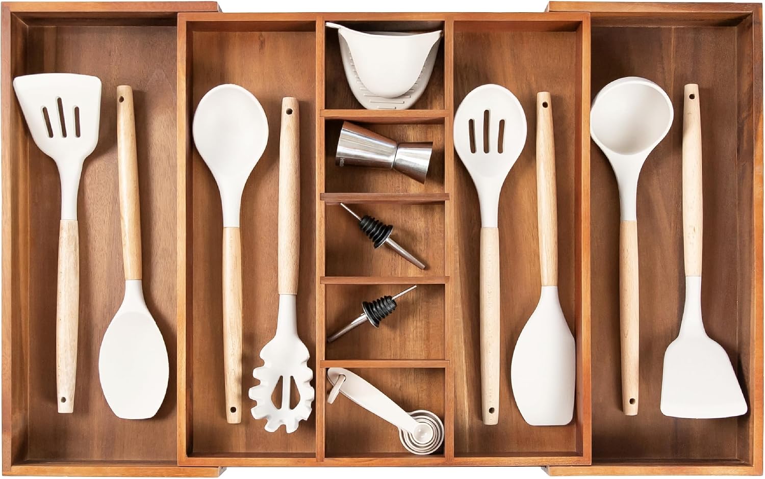 Utensil & Junk Drawer Organizer, 16-28 in, Bamboo | Food-safe contract grade, 100% sustainable wood, non-slip, adjustable