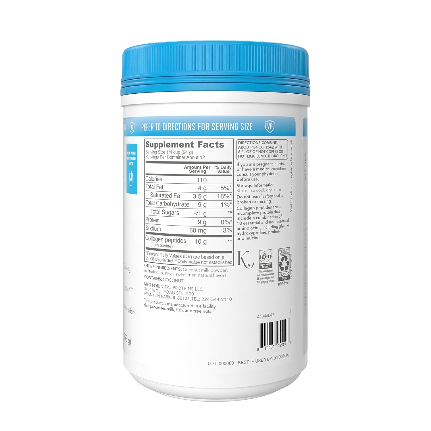 Vital Proteins Collagen Peptides Powder, Vanilla, 10.6oz | Collagen Coffee Creamer, Supports Hair Skin & Nails, Vanilla Flavor, Daily Coffee Add-In, 12 Servings