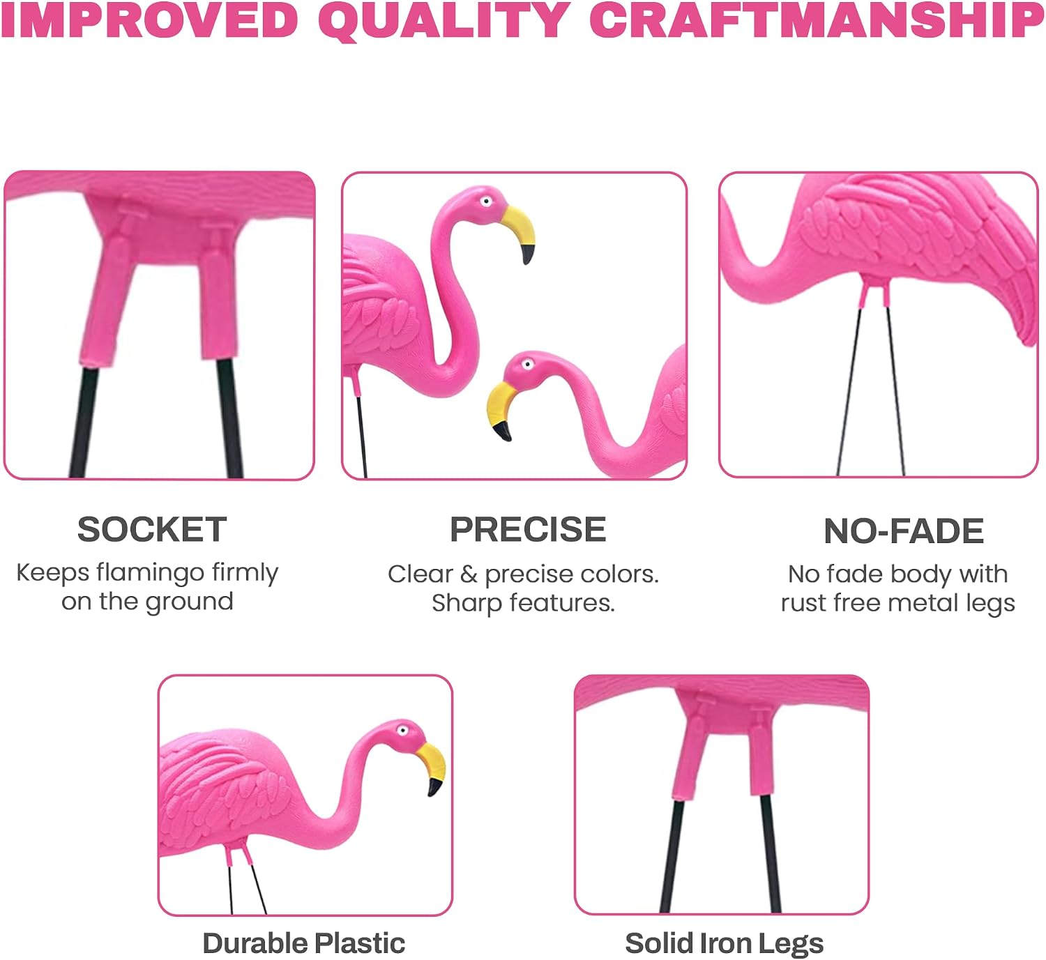 4E's Novelty 2 Pink Flamingos Yard Decorations - Extra Large 24" Flamingos Yard Ornaments - Pink Flamingos for Yard Sculptures & Statues - Lawn