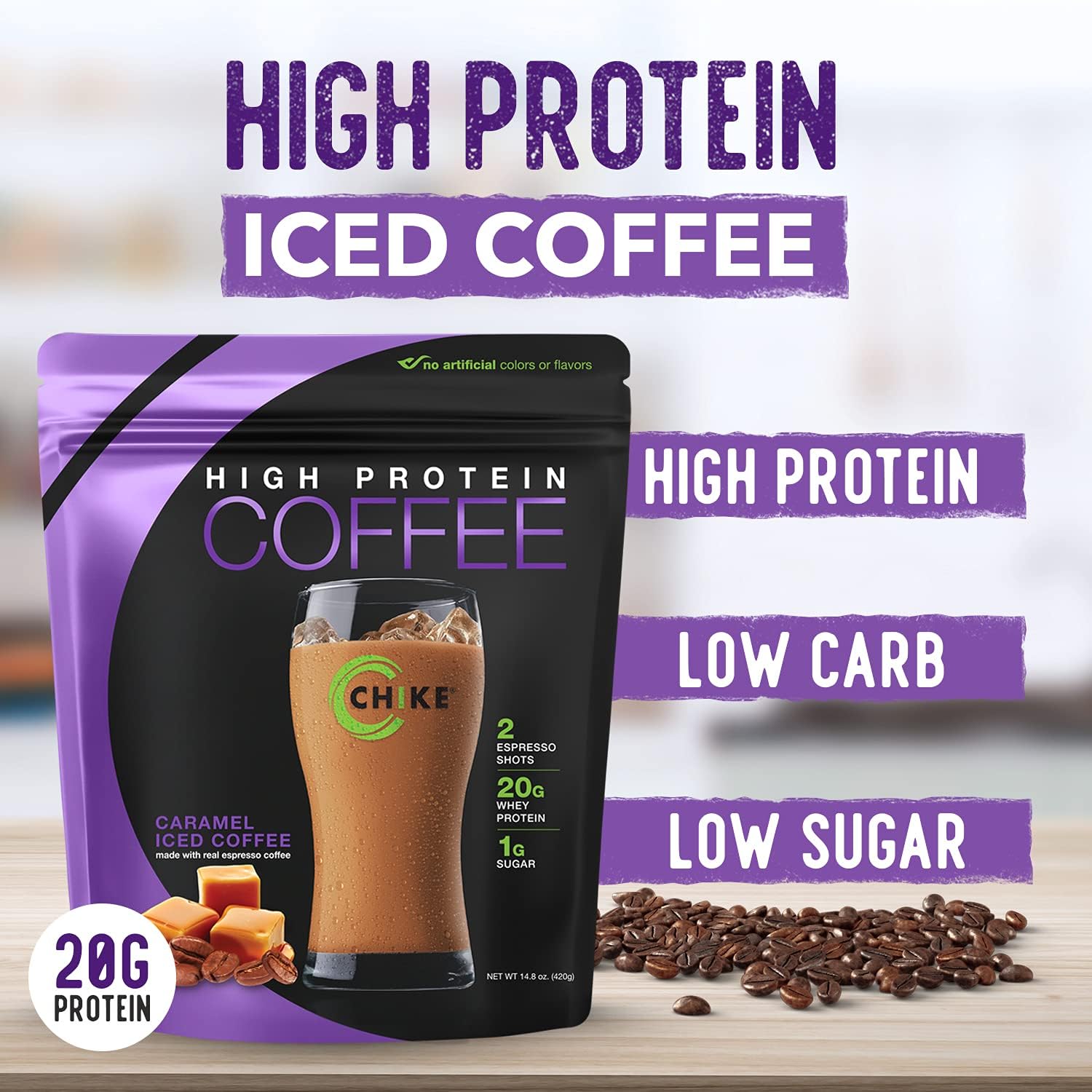Chike Mocha High Protein Iced Coffee, 20 G Protein, 2 Shots Espresso, 1 G Sugar, Keto Friendly and Gluten Free, 14 Servings (15.3 Ounce)