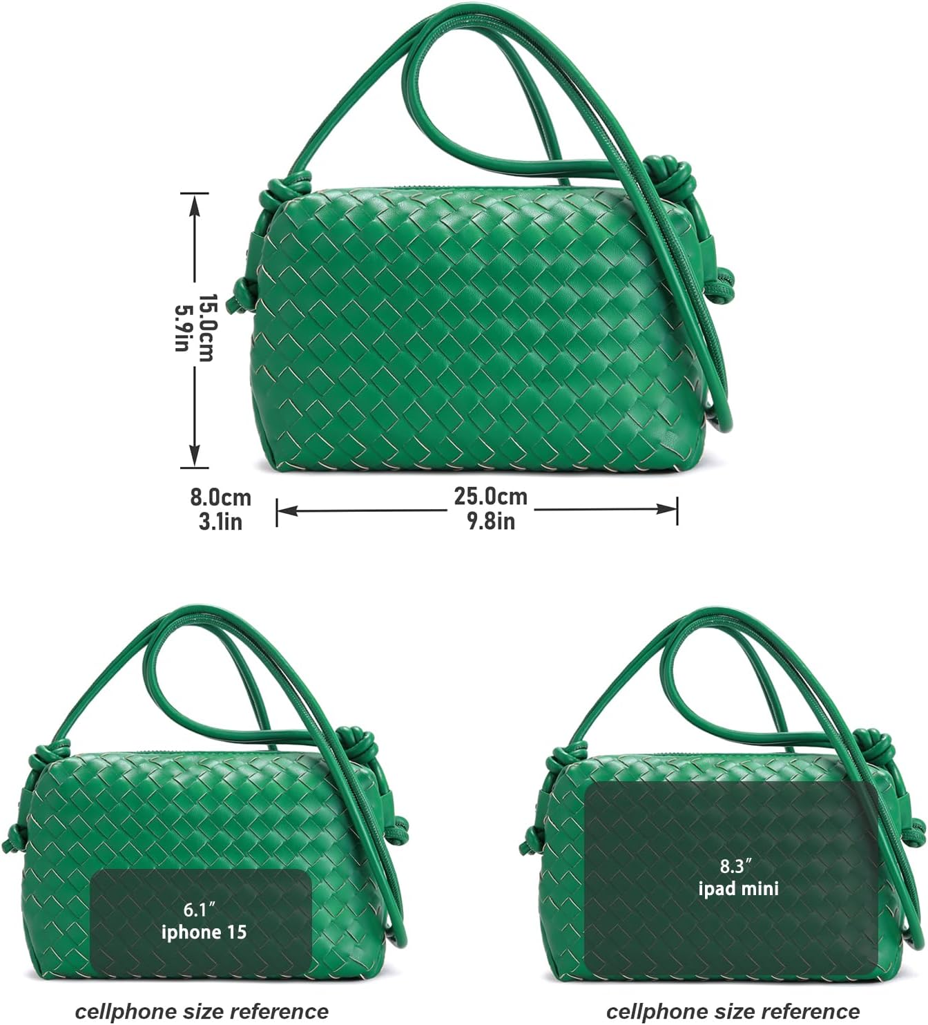 Woven Crossbody Bag for Women: Vegan Leather Handbag for Leisure | Classic Handwoven Bag For Style - Compact Design, Lightweight, Minimalist Style, Fits Phone, Cards & Key, Ideal for Daily Use