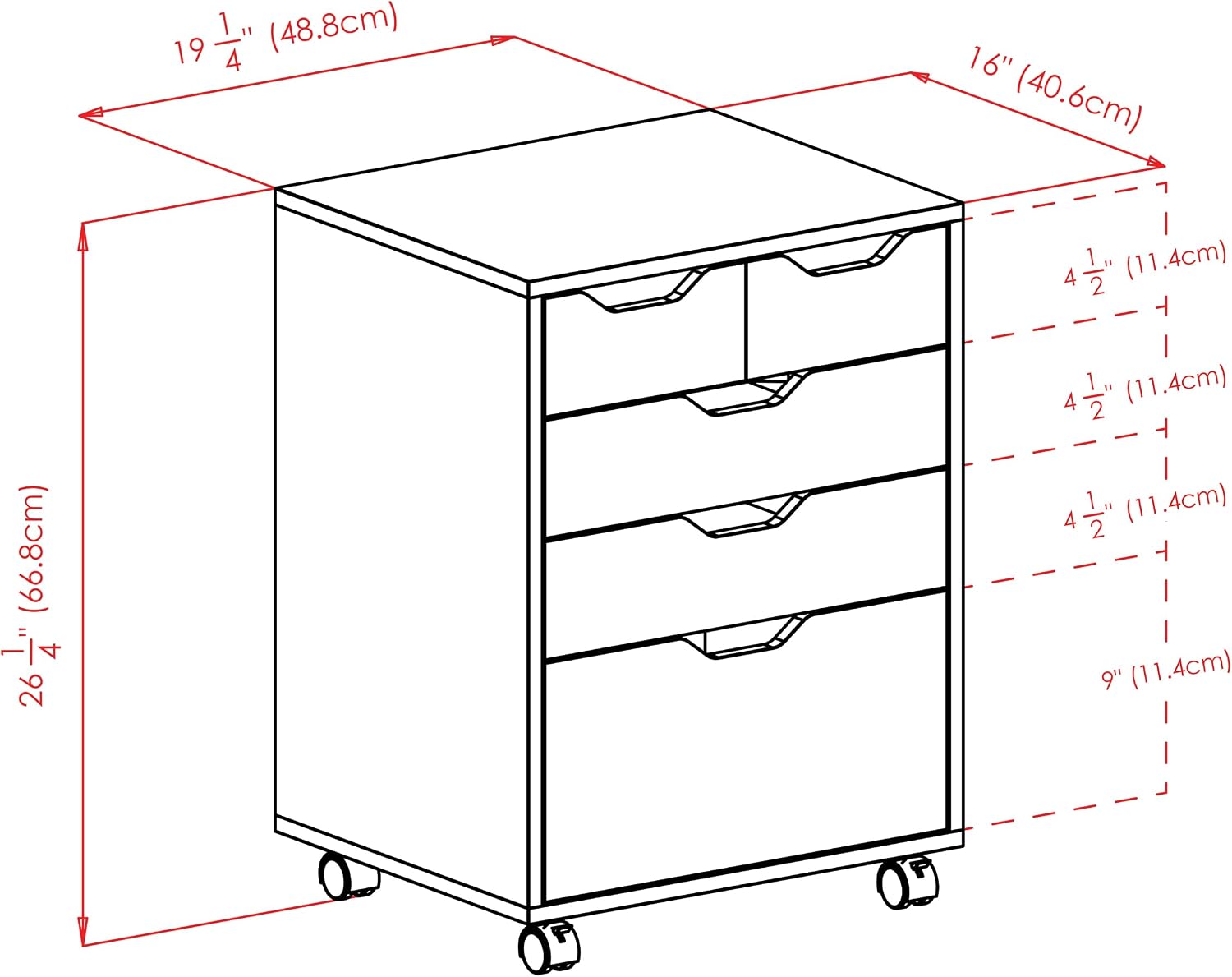 Winsome Halifax Mobile Storage Cabinet with 5 Drawers, White | Stylish & Functional Home Storage Cabinet for Filing, Kitchen Organization