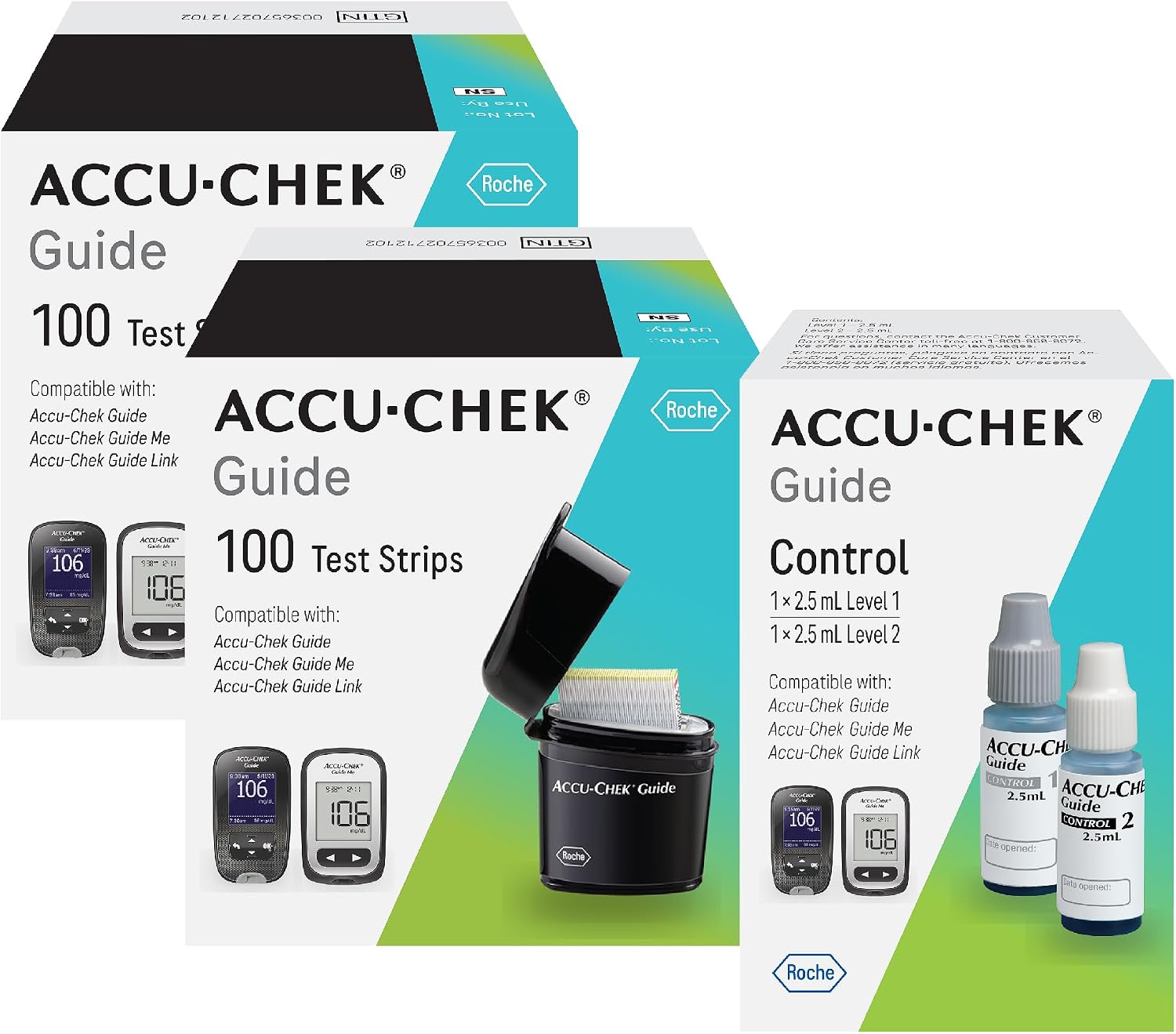 Accu-Chek Guide Glucose Test Strips, Pack of 50 | Diabetic Blood Sugar Testing