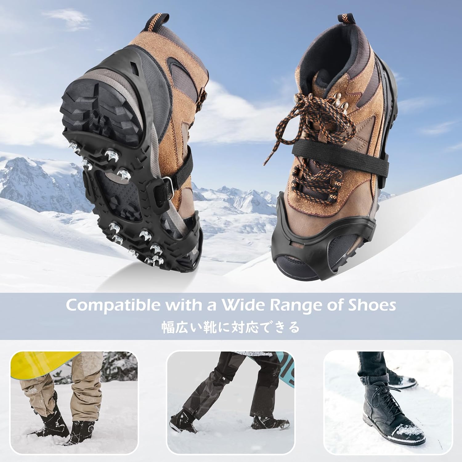 Ice Cleats for Shoes and Boots Anti Slip Ice Grips Snow Crampons Traction Cleats Hiking Fishing Walking Gear