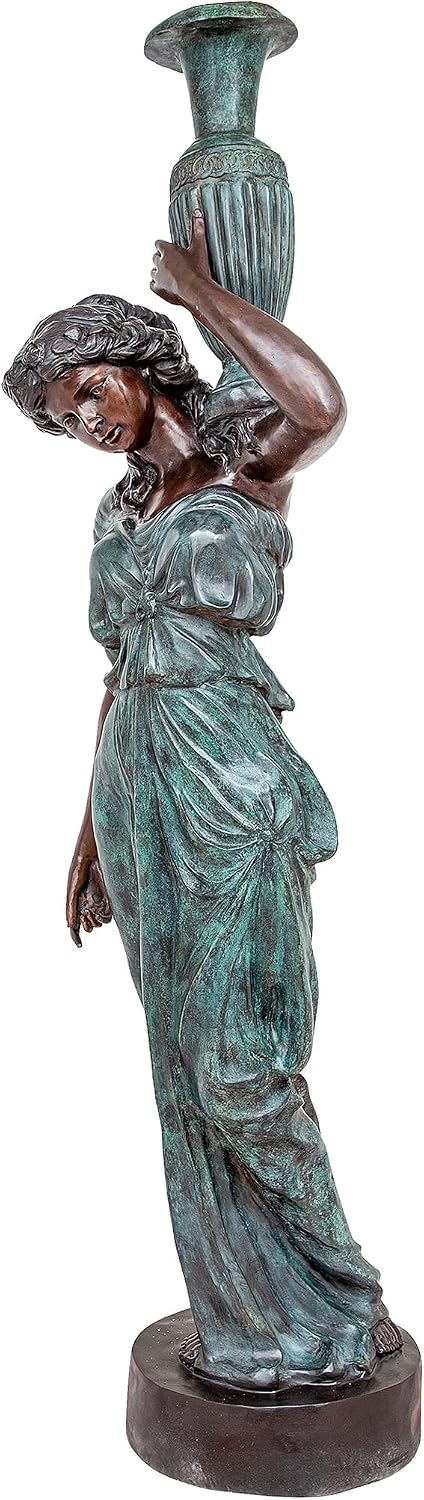 Design Toscano Dione the Divine Greek Water Woman Indoor/Outdoor Garden Statue, Medium, 22 inches tall, Cast Stone Resin, Antique Stone Finish