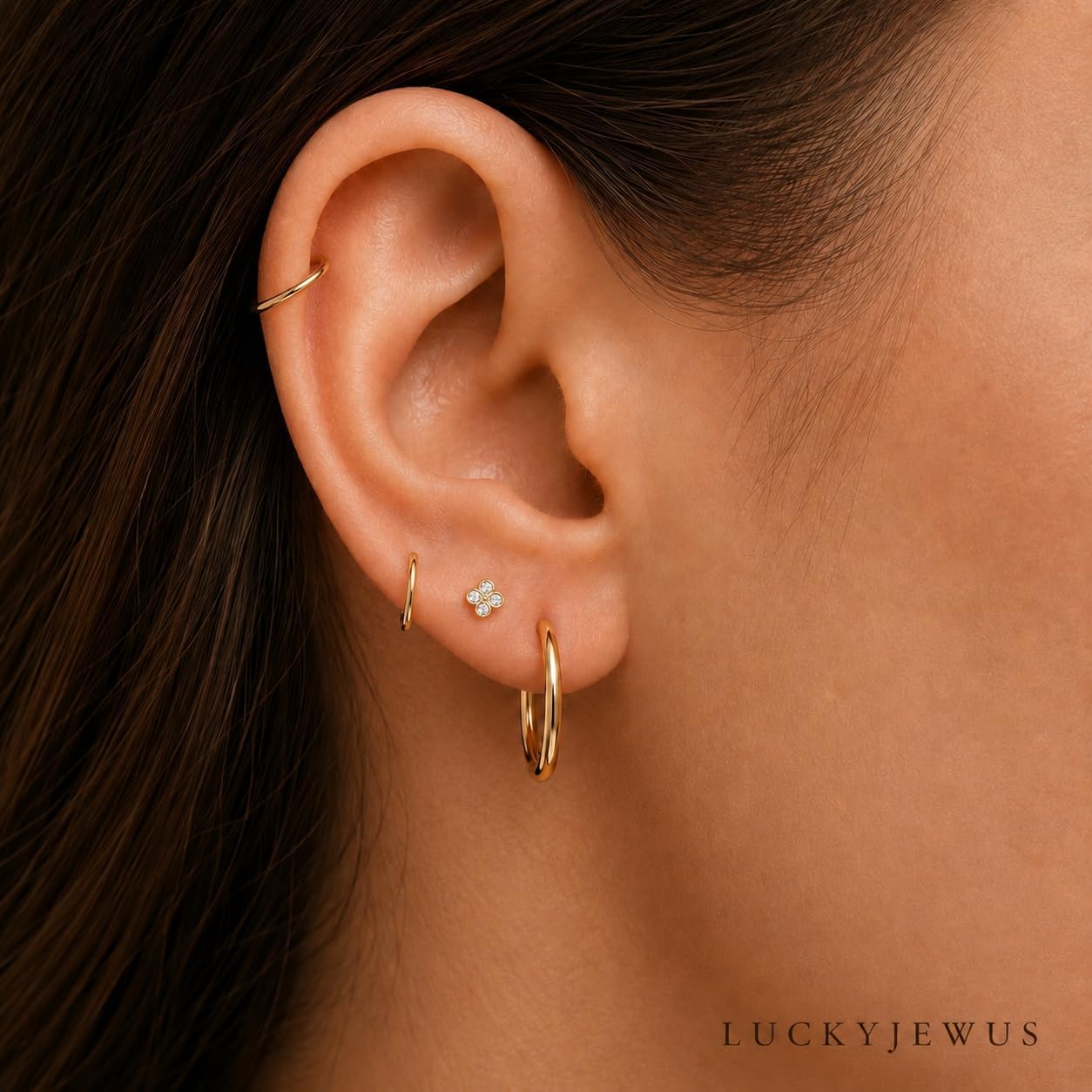 Small Gold or Sterling Silver Huggie Hoop Earrings for Women Cartilage Nose Helix Tragus