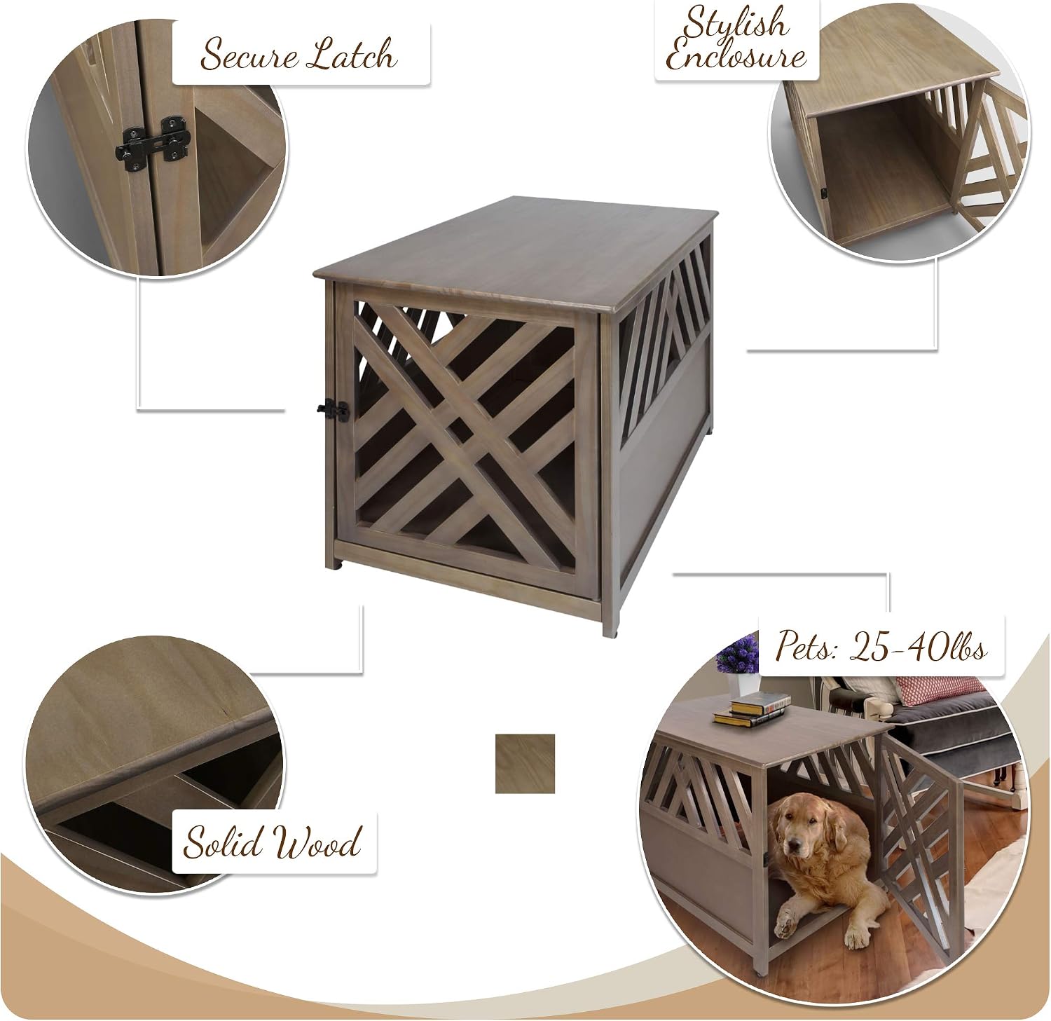 Casual Home Wooden Small Pet Crate, End Table, Espresso,19.5"W x 22.5"D x 22.5"H