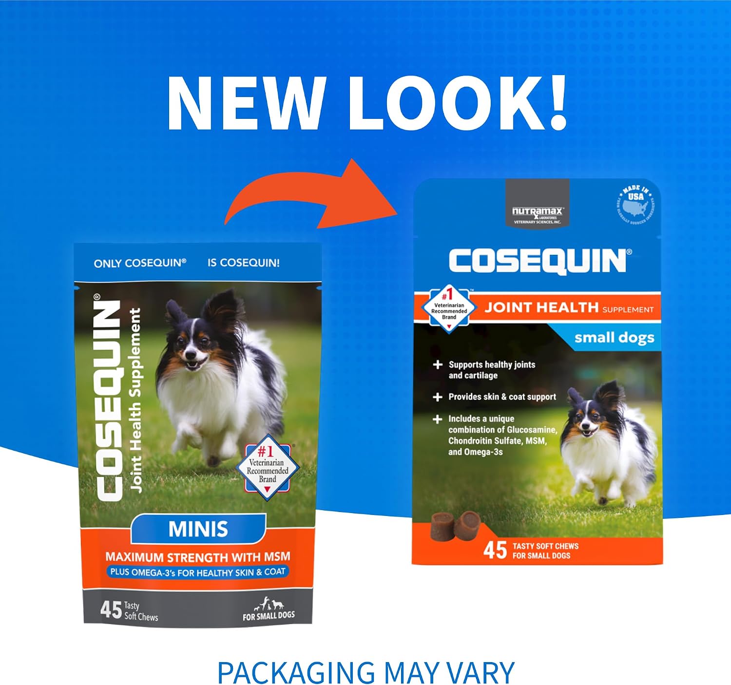 Nutramax Cosequin for Small Dogs, Soft Chews, 45 Count | Glucosamine, Chondroitin for Dogs with MSM, Omega-3s, Supports Healthy Skin and Coat, Small Dog Soft Chews, All Ages