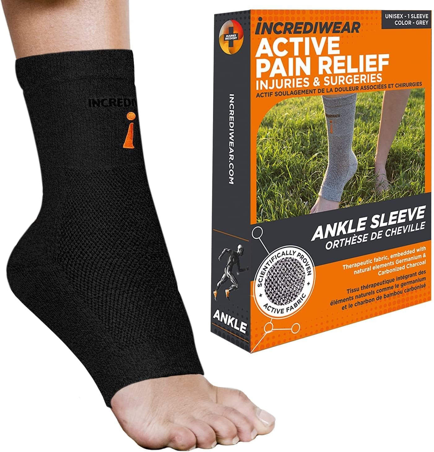 Incrediwear Ankle Sleeve – Infrared Ankle Brace for Women and Men to Support Pain Relief, Swelling, Plantar Fasciitis, Sprains, Achilles, Arthritis (Grey, Small/Medium)